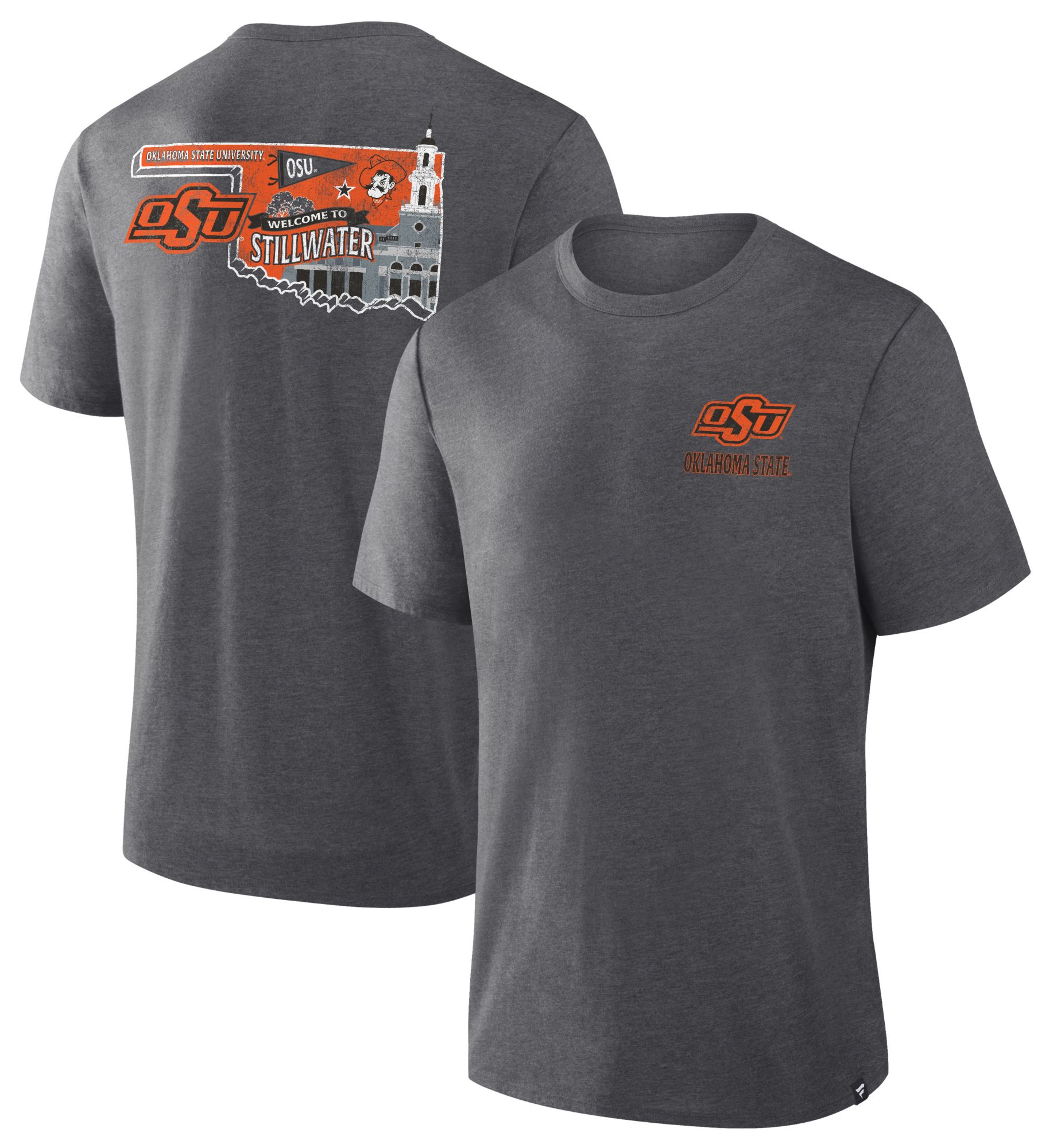 NCAA Men's Oklahoma State Cowboys Charcoal Heather Triblend State T-Shirt product image