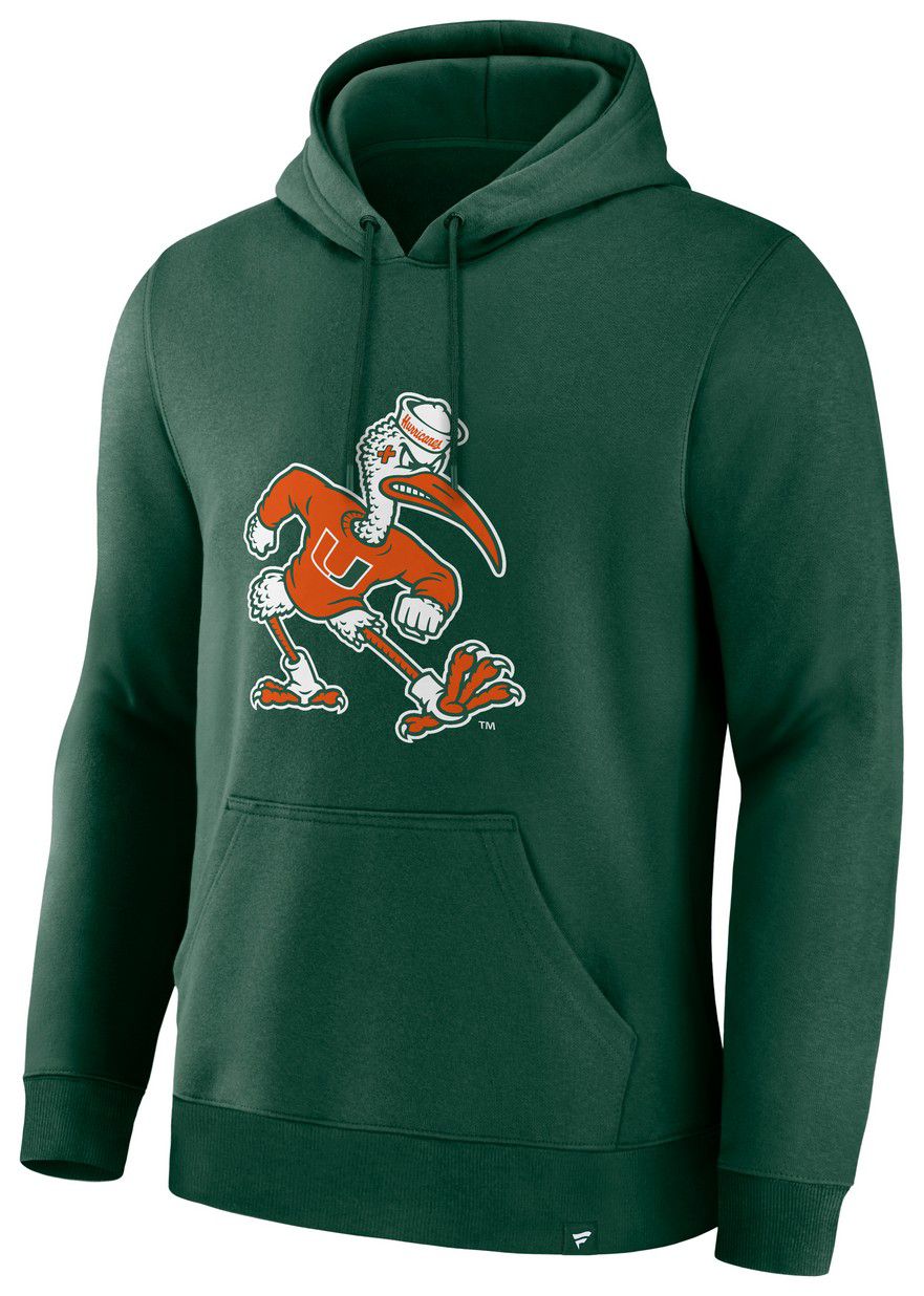 NCAA Men's Miami Hurricanes Dark Green Mascot Fleece Pullover Hoodie product image