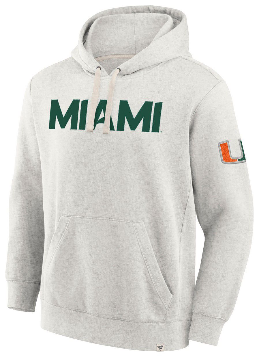 NCAA Men's Miami Hurricanes Oatmeal Heritage Fleece Pullover Hoodie product image