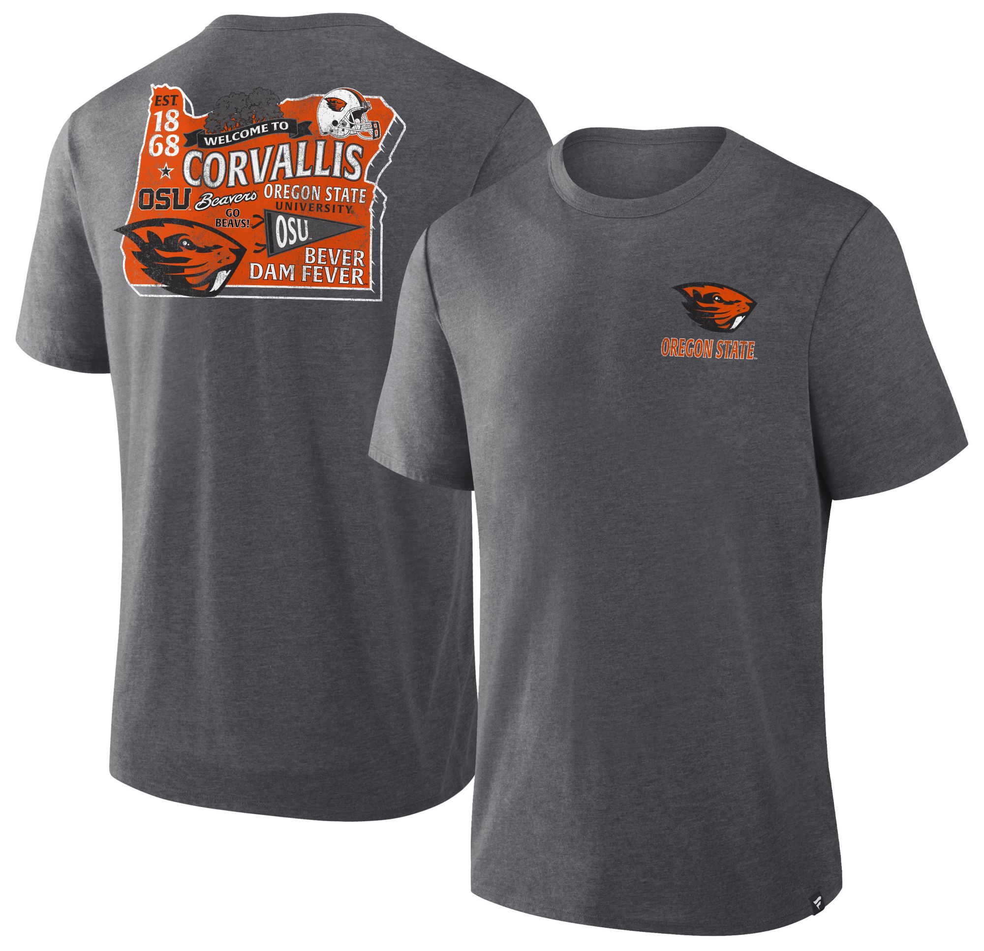 NCAA Men's Oregon State Beavers Charcoal Heather Triblend State T-Shirt product image