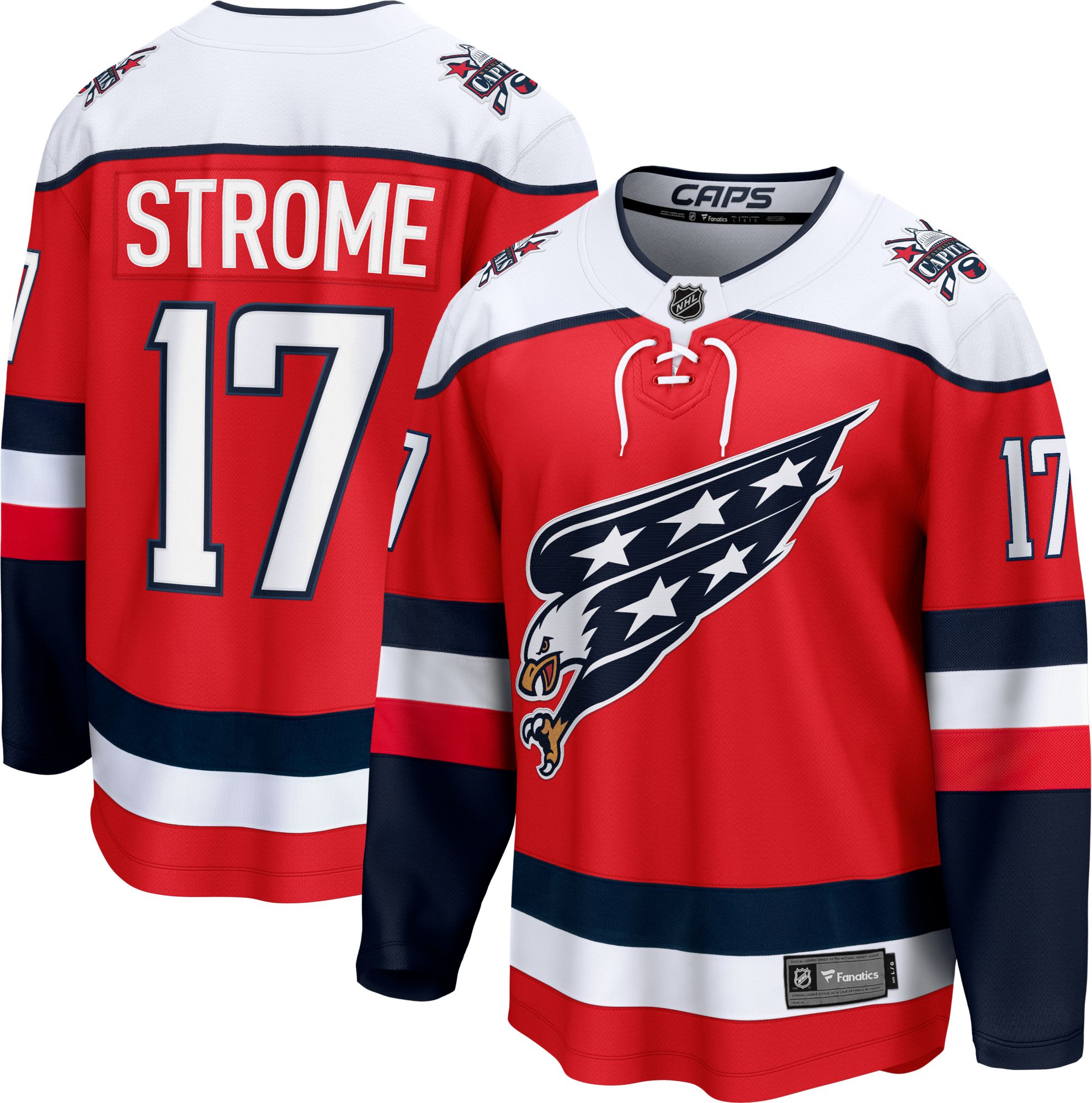 NHL Men's Washington Capitals Dylan Strome #17 Red Breakaway Replica Alternate Jersey product image