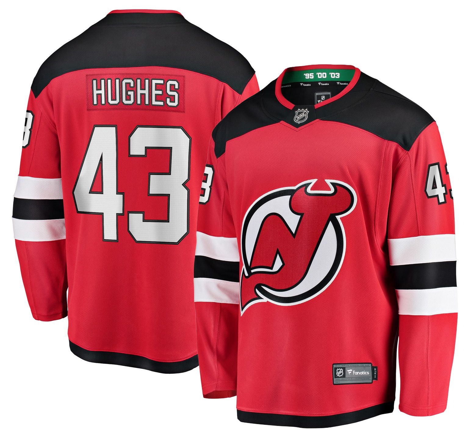 NHL Men's New Jersey Devils Luke Hughes #43 Red Breakaway Home Replica Jersey product image