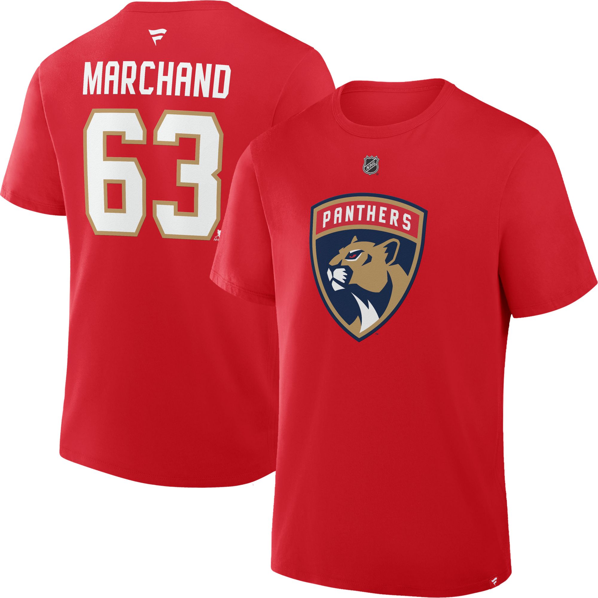 NHL Men's Florida Panthers Brad Marchand #63 Red Short Sleeve T-Shirt product image
