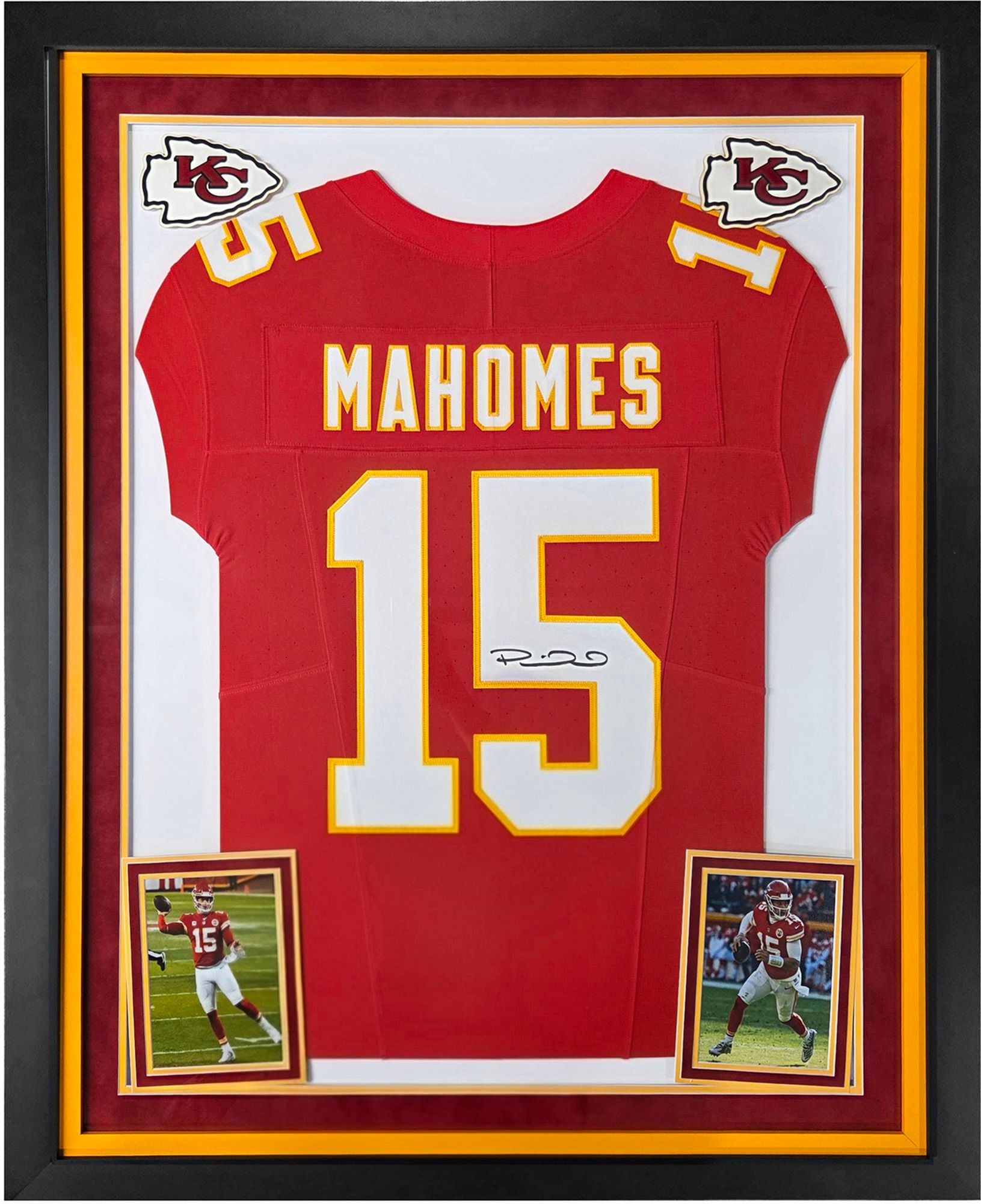 Framed NFL Kansas City Chiefs Patrick Mahomes #15 Authentic Autographed Jersey (Framed under glass, double-matted $250 value) product image