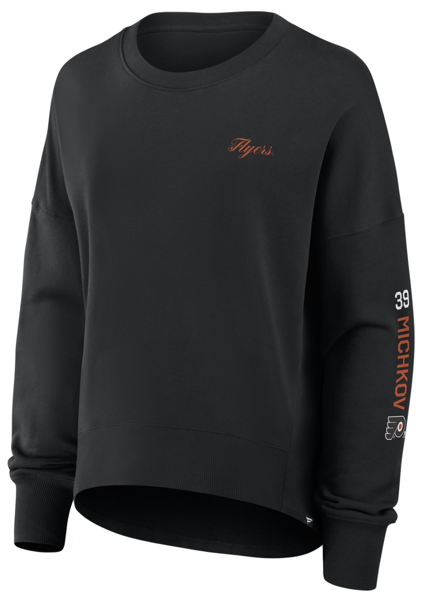 NHL Women's Philadelphia Flyers Matvei Michkov #39 Black Script Crewneck Sweatshirt product image