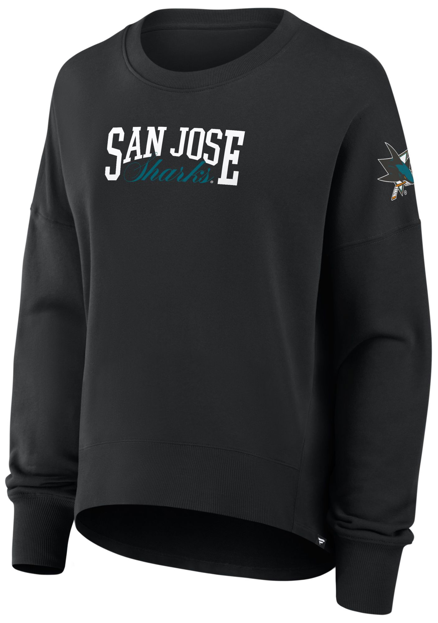 NHL Women's San Jose Sharks Black Foundation Script Crewneck Sweatshirt product image