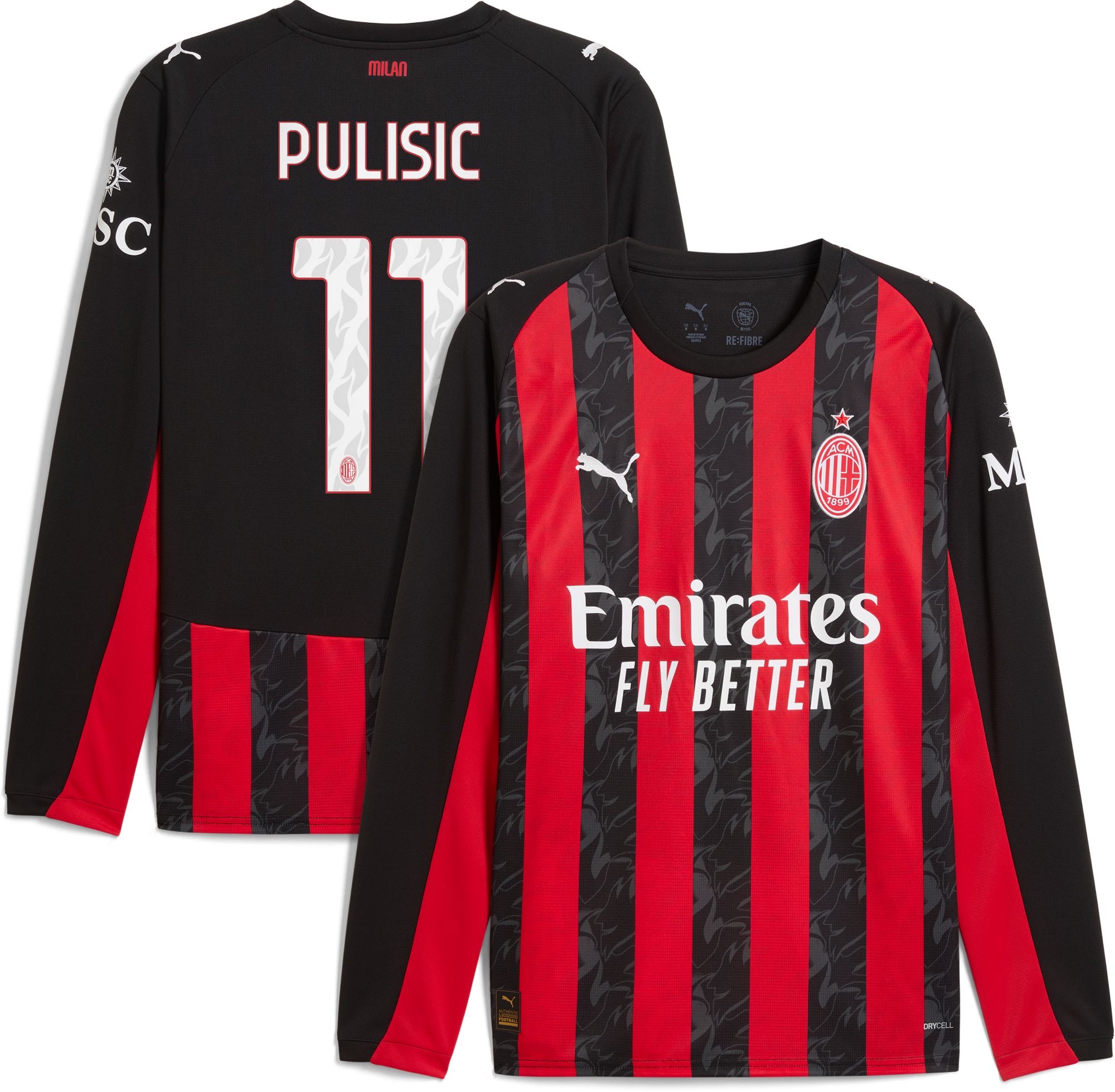 PUMA Adult AC Milan Christian Pulisic #11 2025 Home Long Sleeve Replica Jersey product image