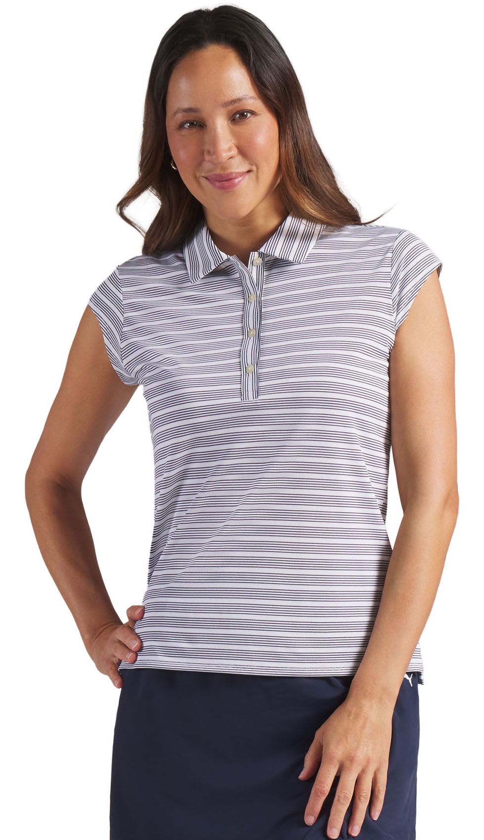 PUMA Women's Pique Striped Cap Sleeve Golf Polo product image