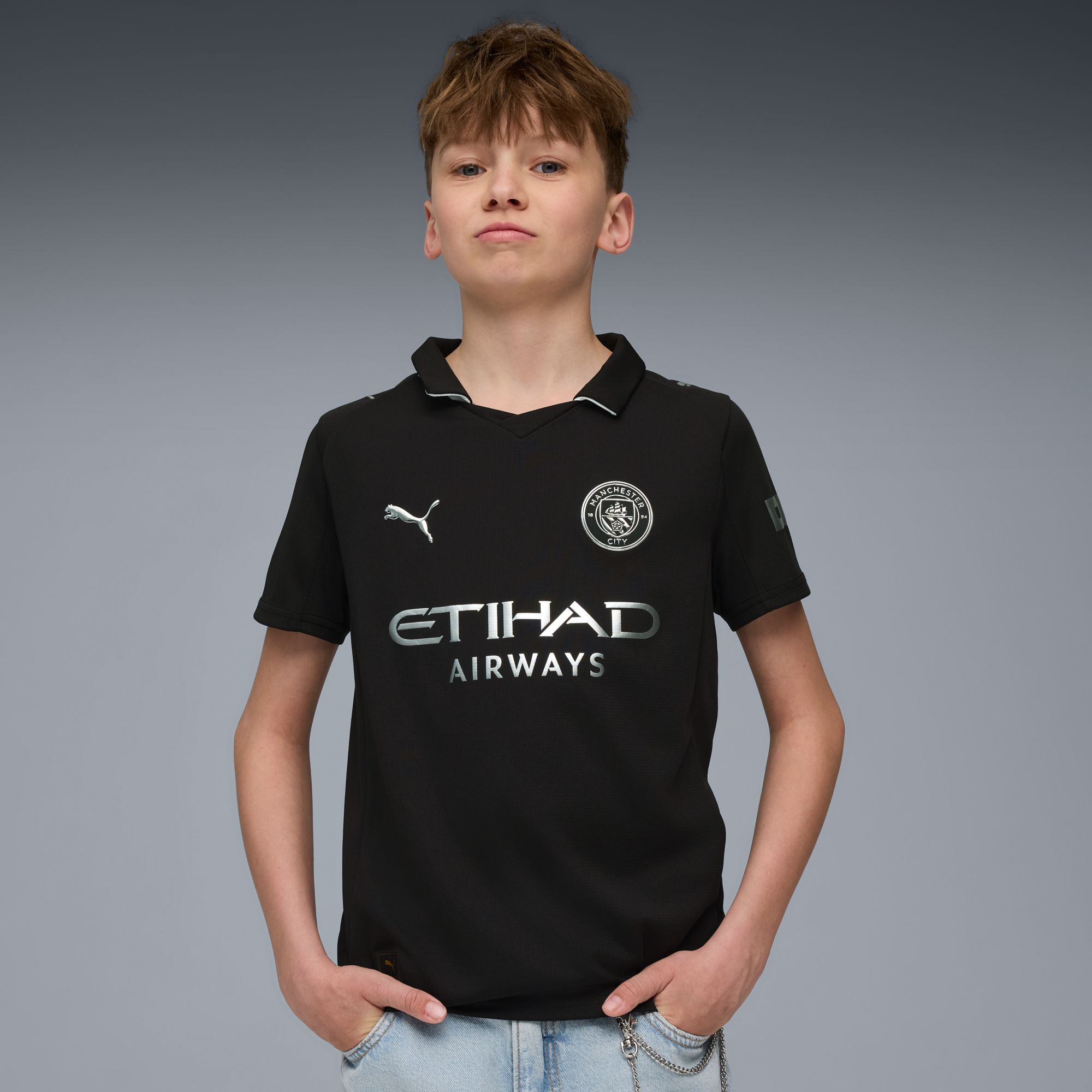 PUMA Youth Manchester City 2025-26 Black Away Replica Jersey product image