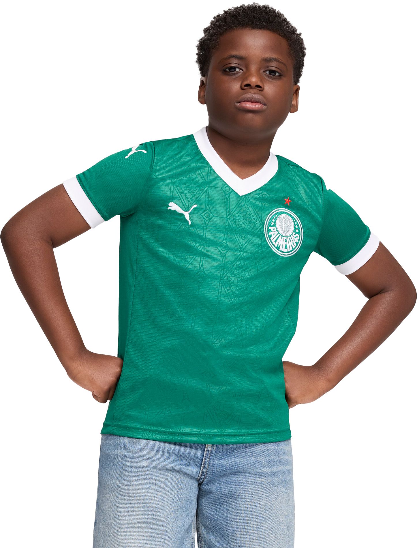 PUMA Youth Palmeiras 2025-26 Green Home Replica Jersey product image