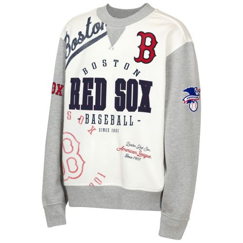MLB Team Apparel Girls' Boston Red Sox Tan Blitz Cropped Hoodie