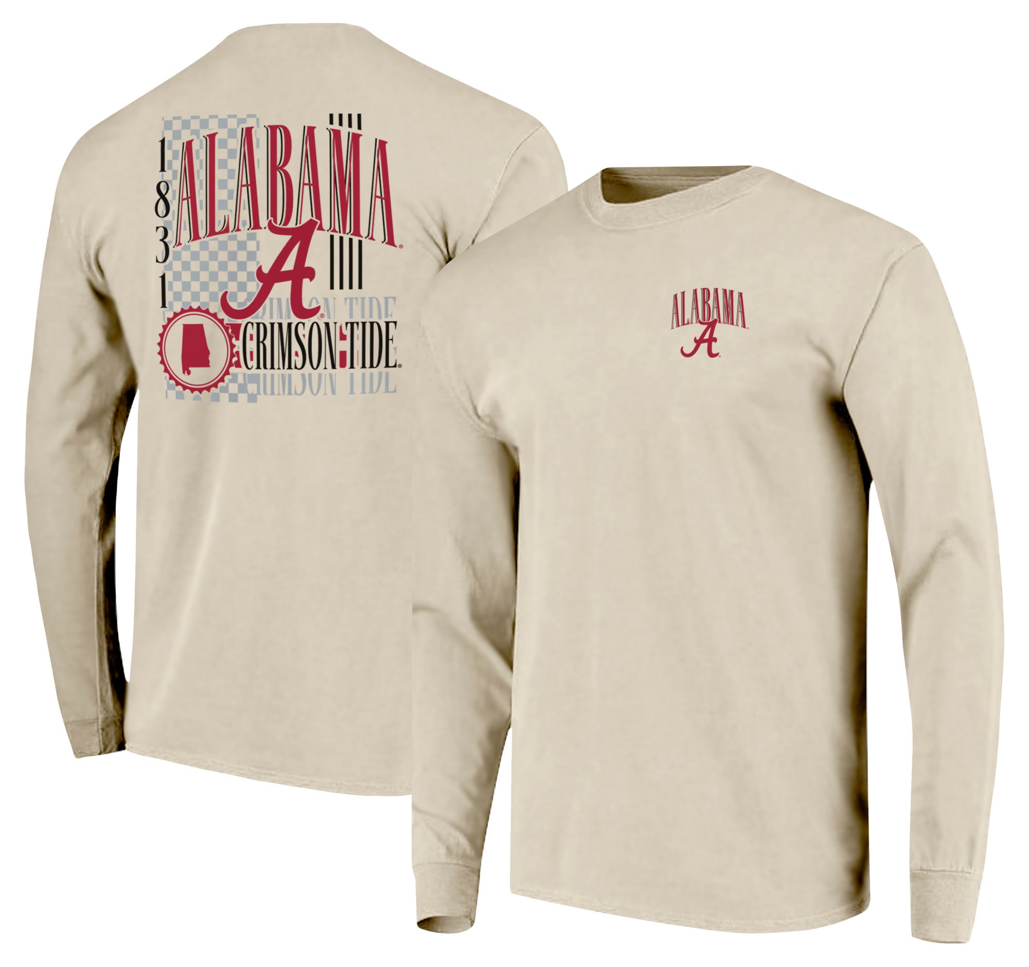 Image One Men's Alabama Crimson Tide Ivory IV 90s Print Long Sleeve T-Shirt product image