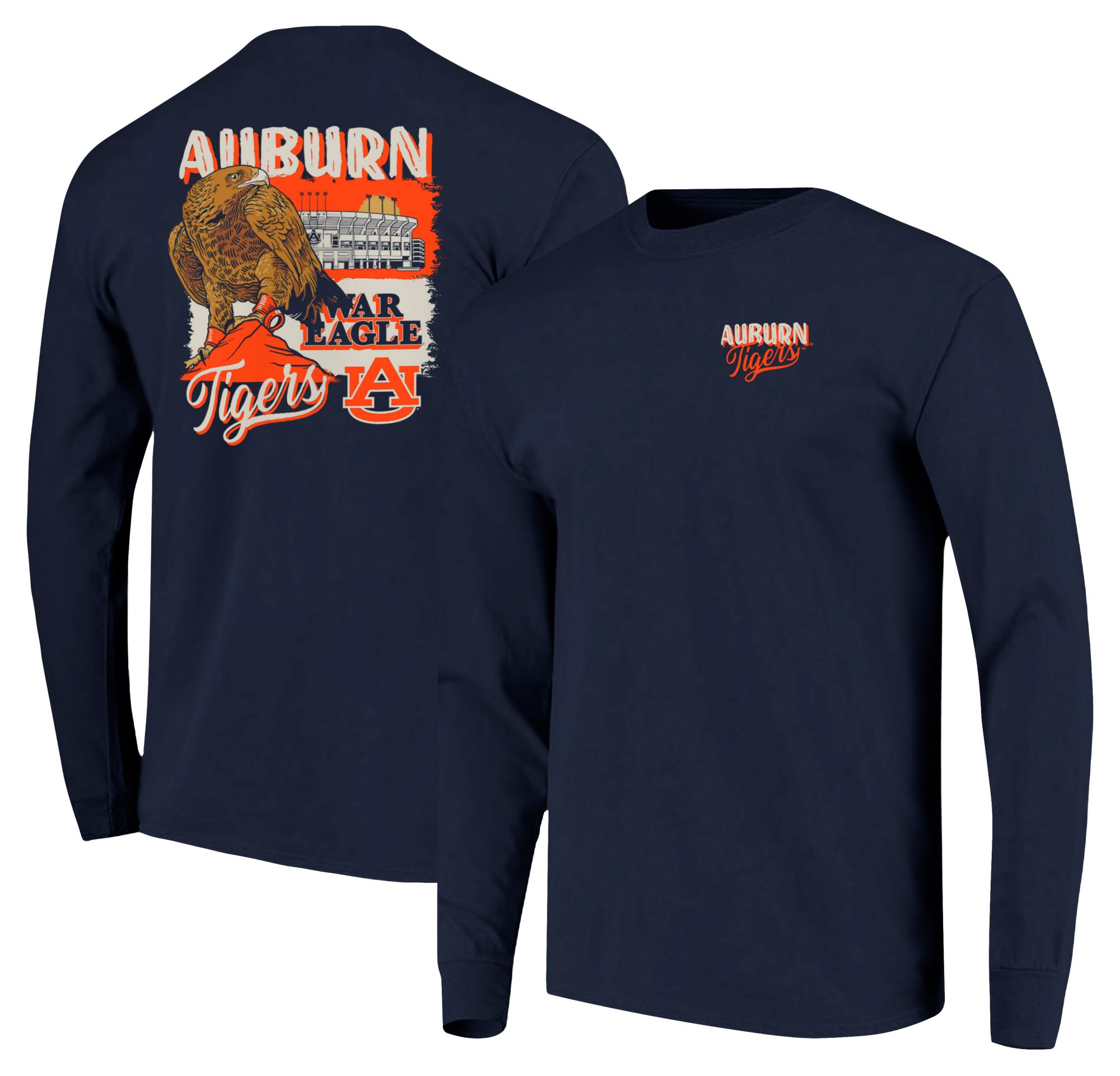 Image One Men's Auburn Tigers Navy Stadium Eagle Stand Long Sleeve T-Shirt product image