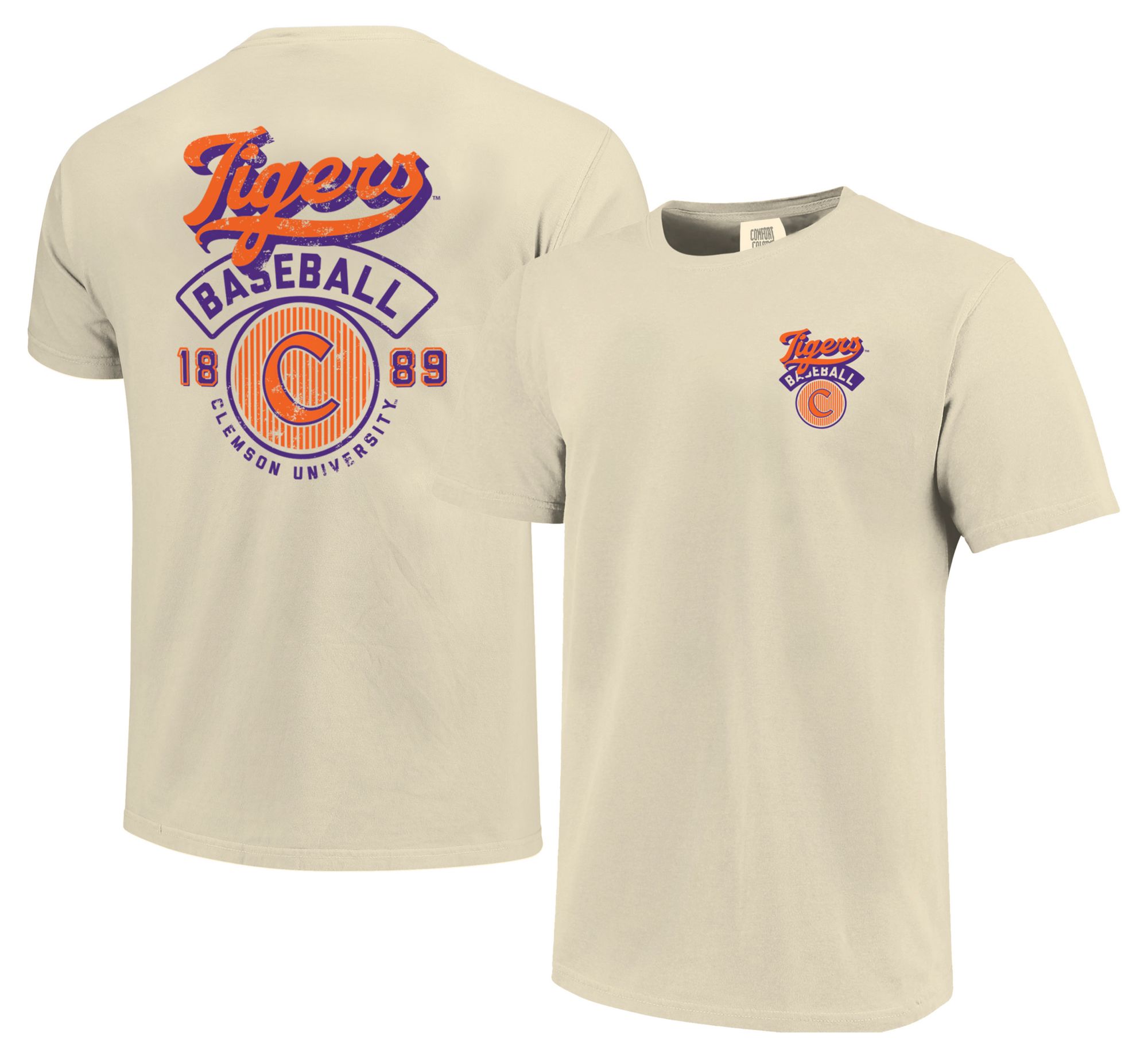 Image One Men's Clemson Tigers Ivory Baseball T-Shirt product image