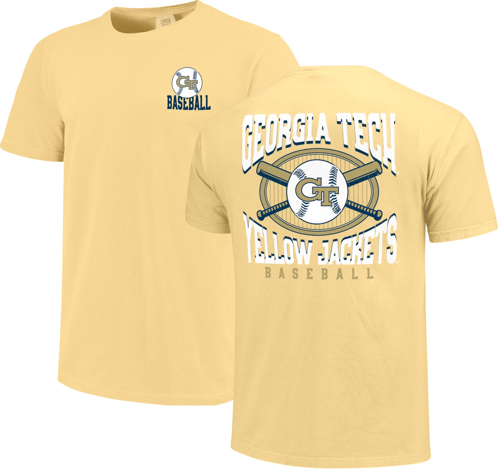 Image One Men's Georgia Tech Yellow Jackets Yellow Baseball Pin T-Shirt product image