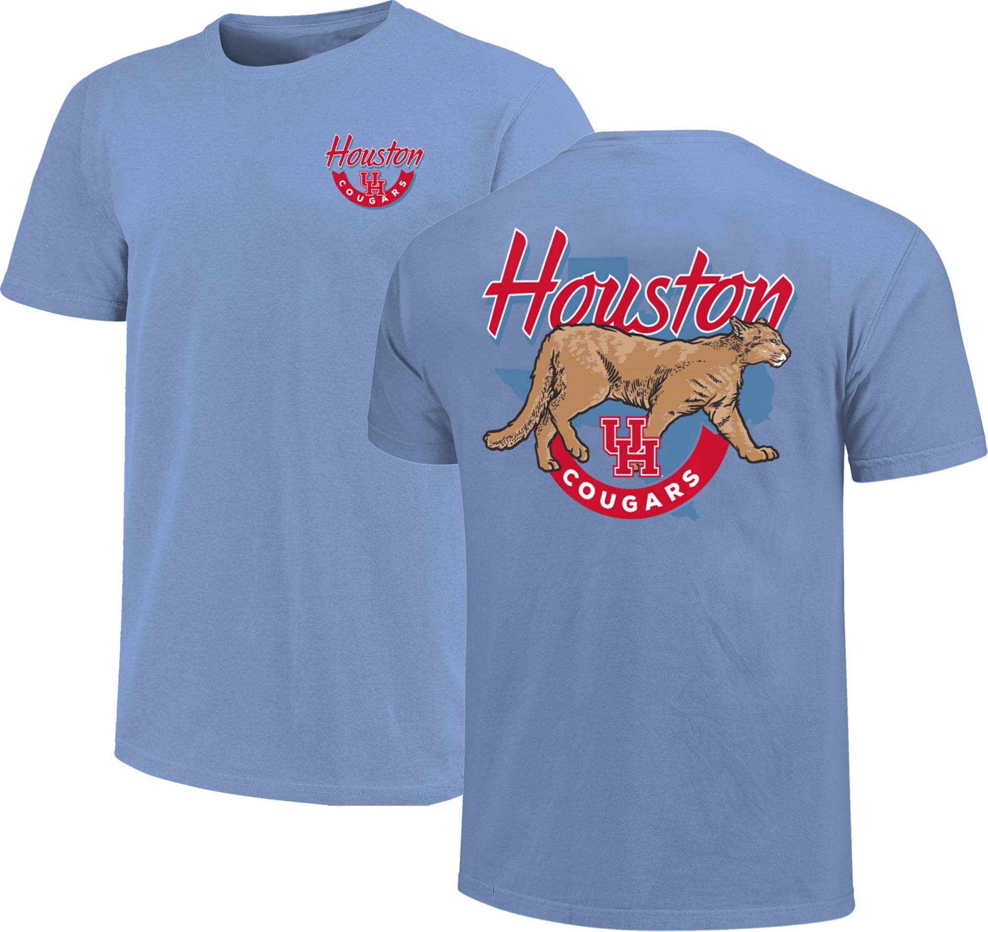 Image One Men's Houston Cougars Peri Blue Live Mascot March Script Short Sleeve T-Shirt product image