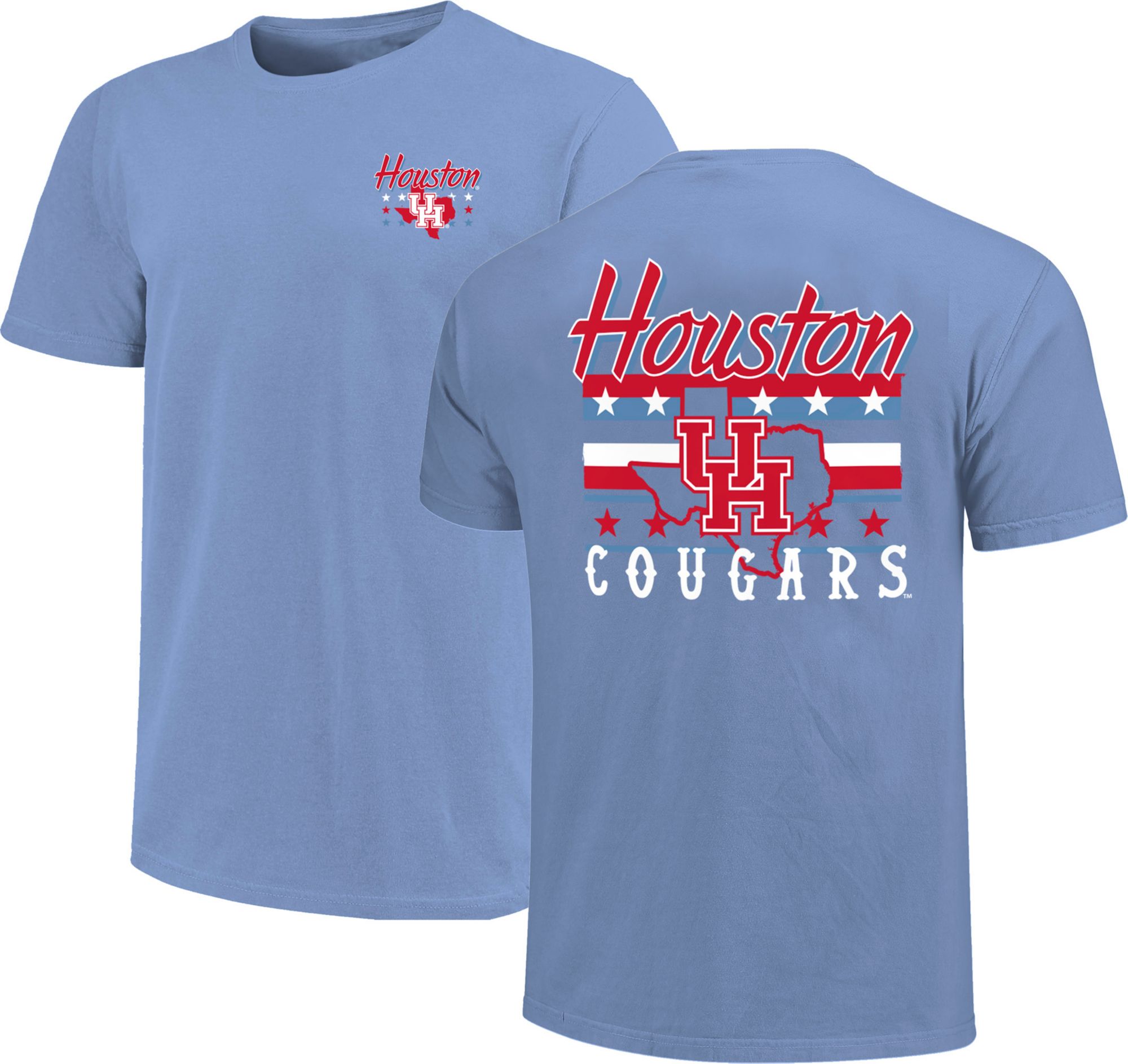 Image One Men's Houston Cougars Peri Blue Striped State Stars Short Sleeve T-Shirt product image