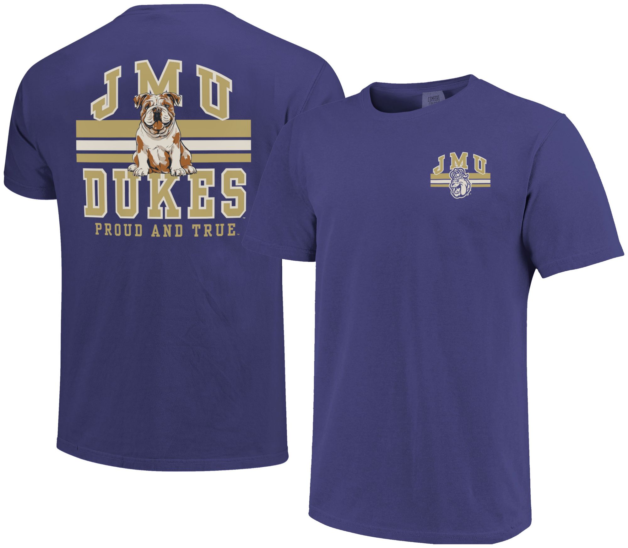 Image One Men's James Madison Dukes Grape Mascot Arched Short Sleeve T-Shirt product image