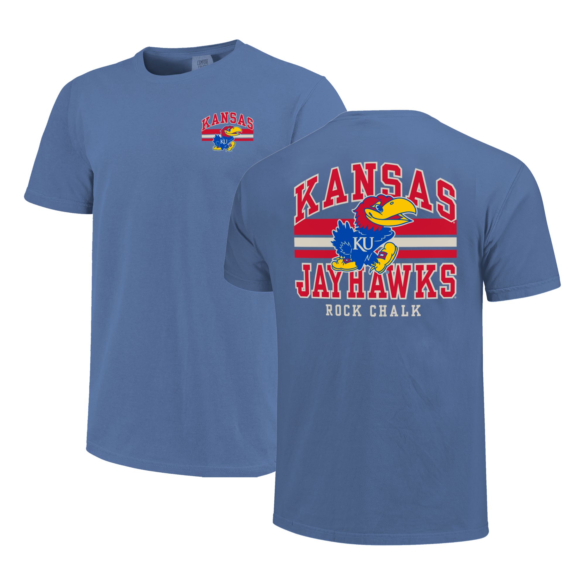 Image One Men's Kansas Jayhawks Flo Blue Mascot Arch T-Shirt product image