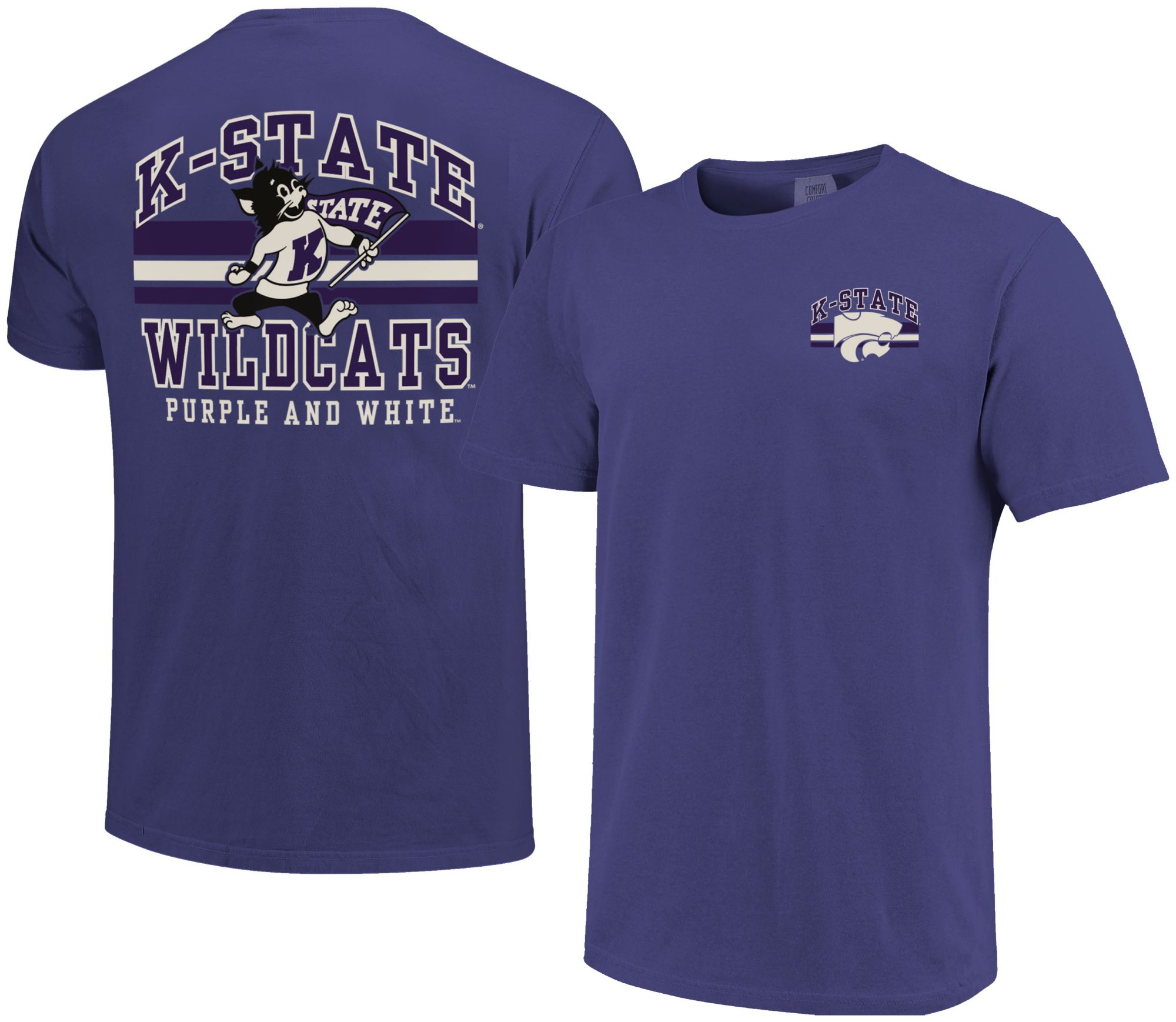 Image One Men's Kansas State Wildcats Grape Mascot Arched Short Sleeve T-Shirt product image