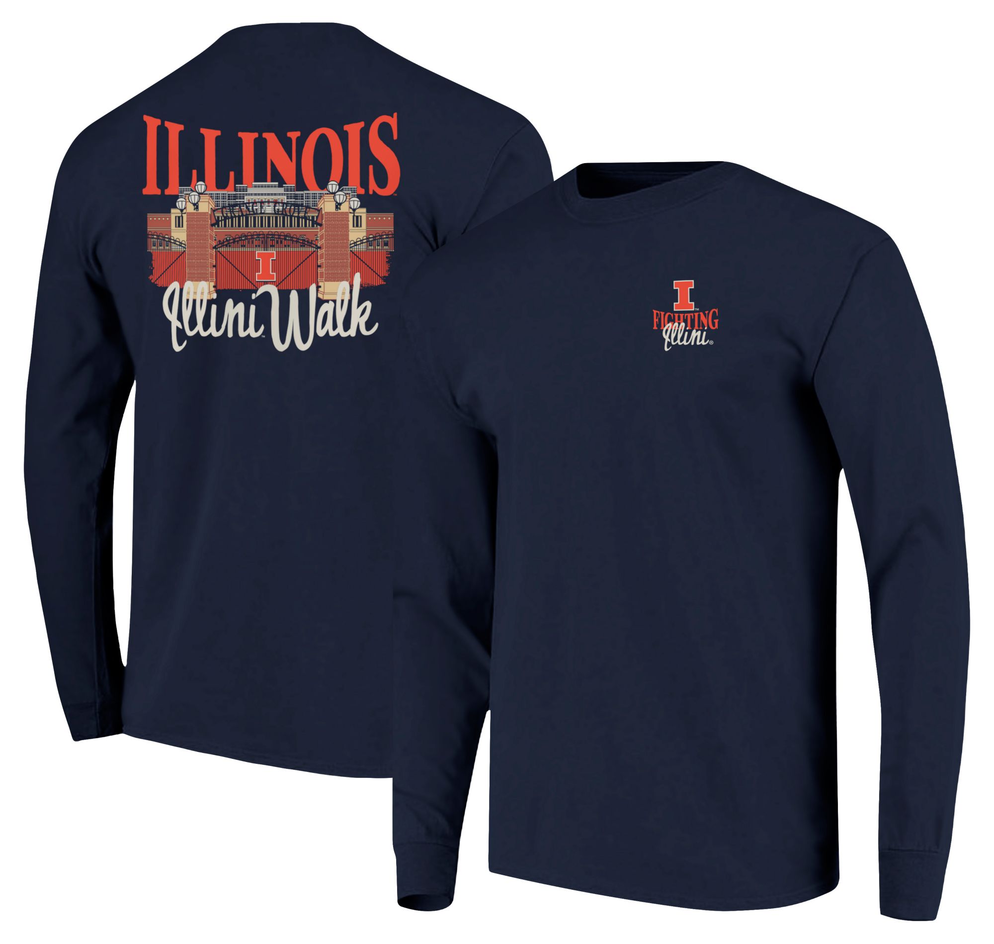 Image One Men's Illinois Fighting Illini Navy Stadium Gates Walk Long Sleeve T-Shirt product image