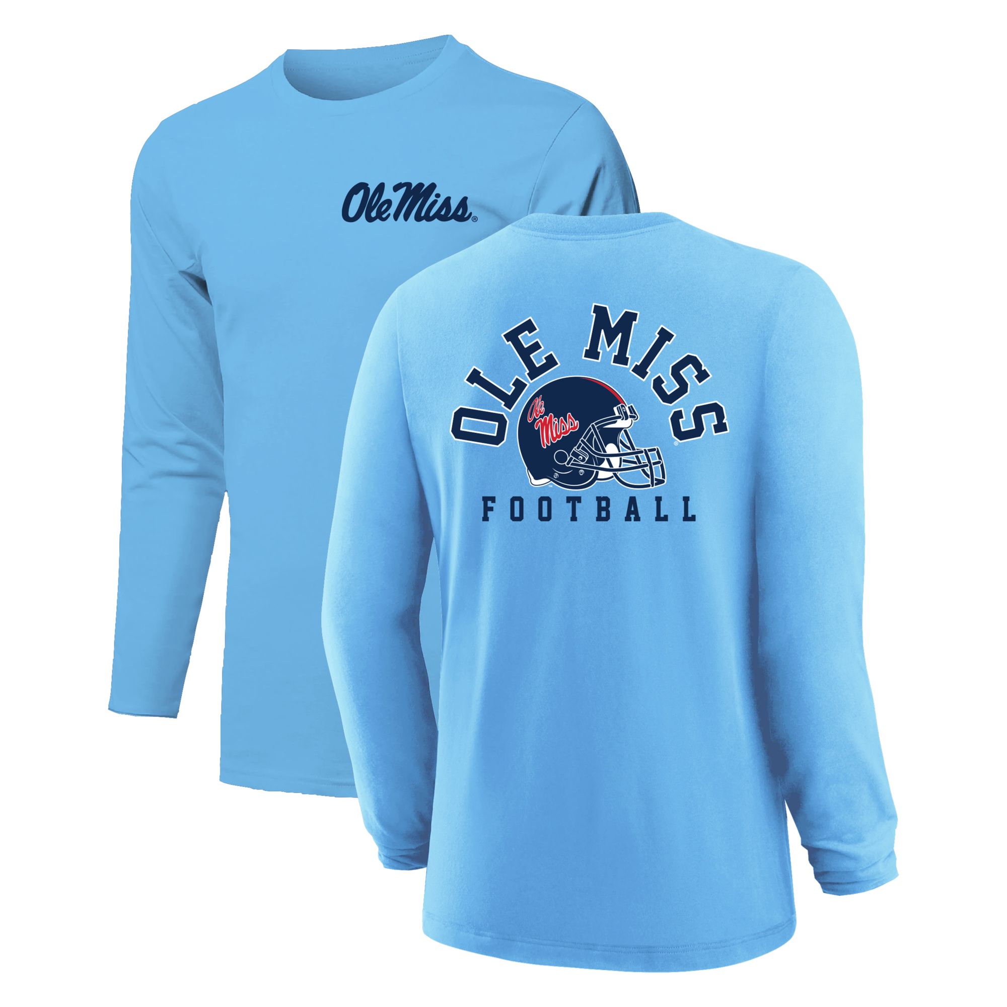 Image One Men's Ole Miss Rebels Helmet Blue Long Sleeve Shirt product image
