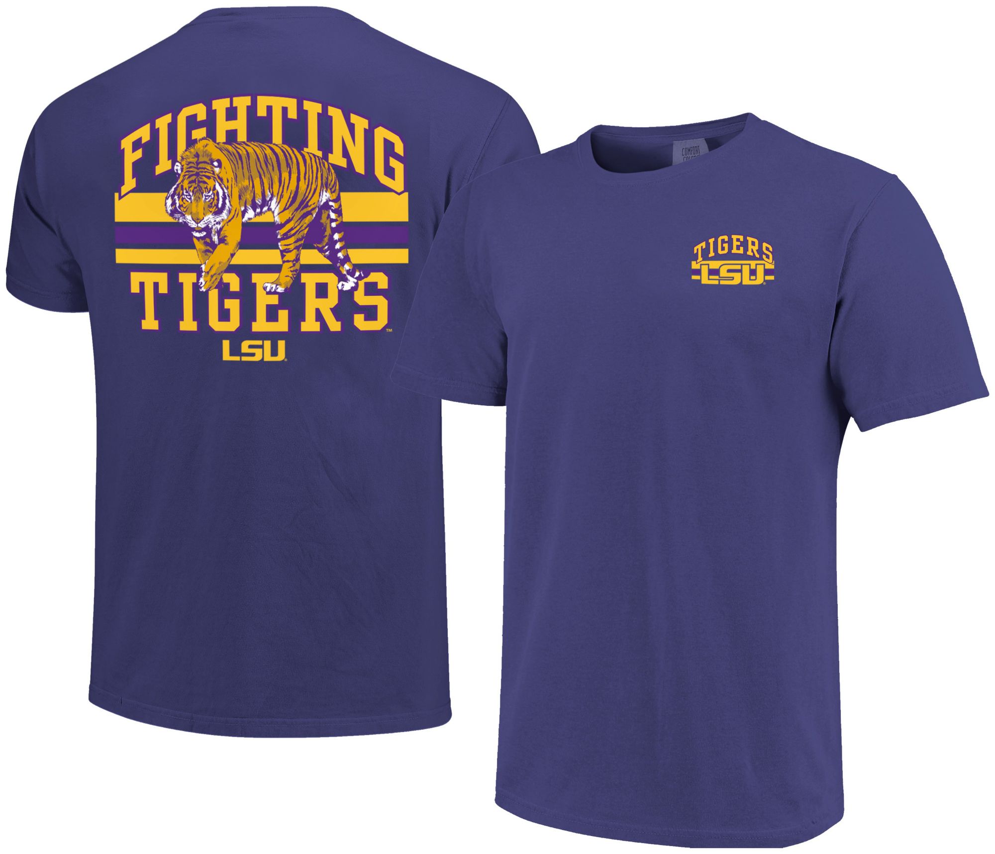 Image One Men's LSU Tigers Grape Mascot Arched Short Sleeve T-Shirt product image