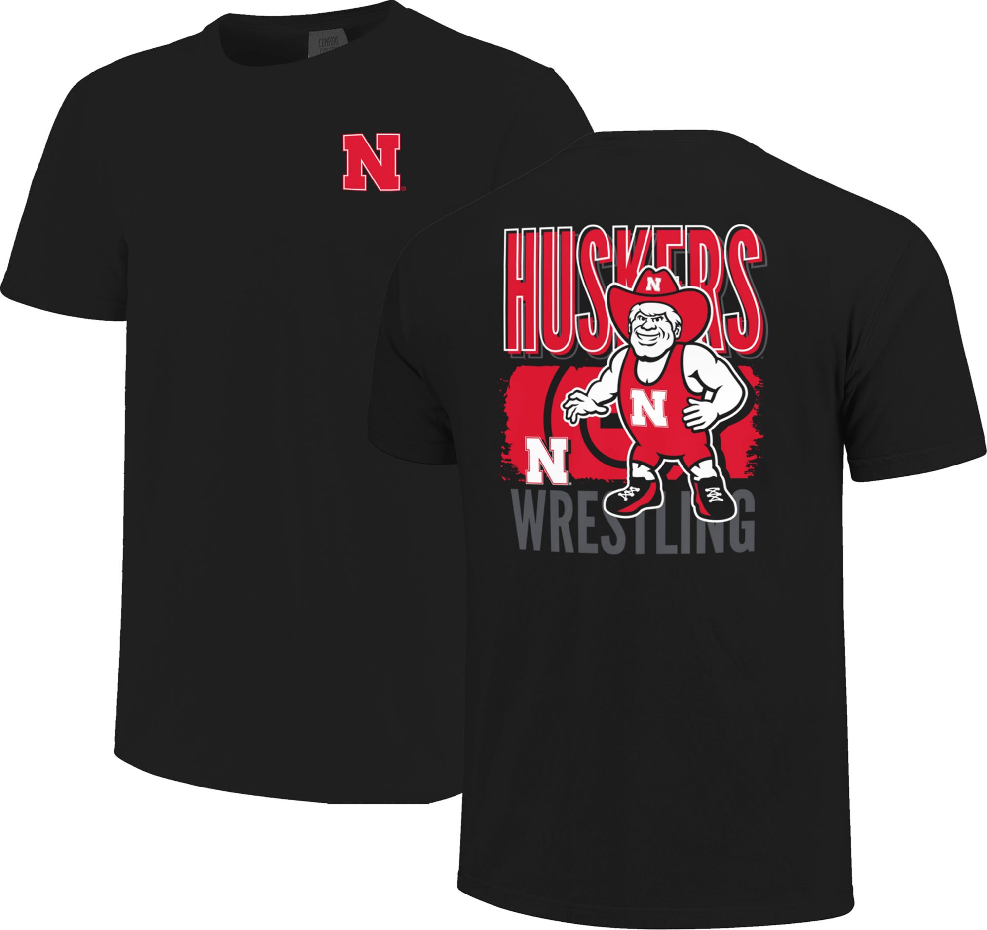 Image One Men's Nebraska Cornhuskers Black Wrestling Short Sleeve T-Shirt product image