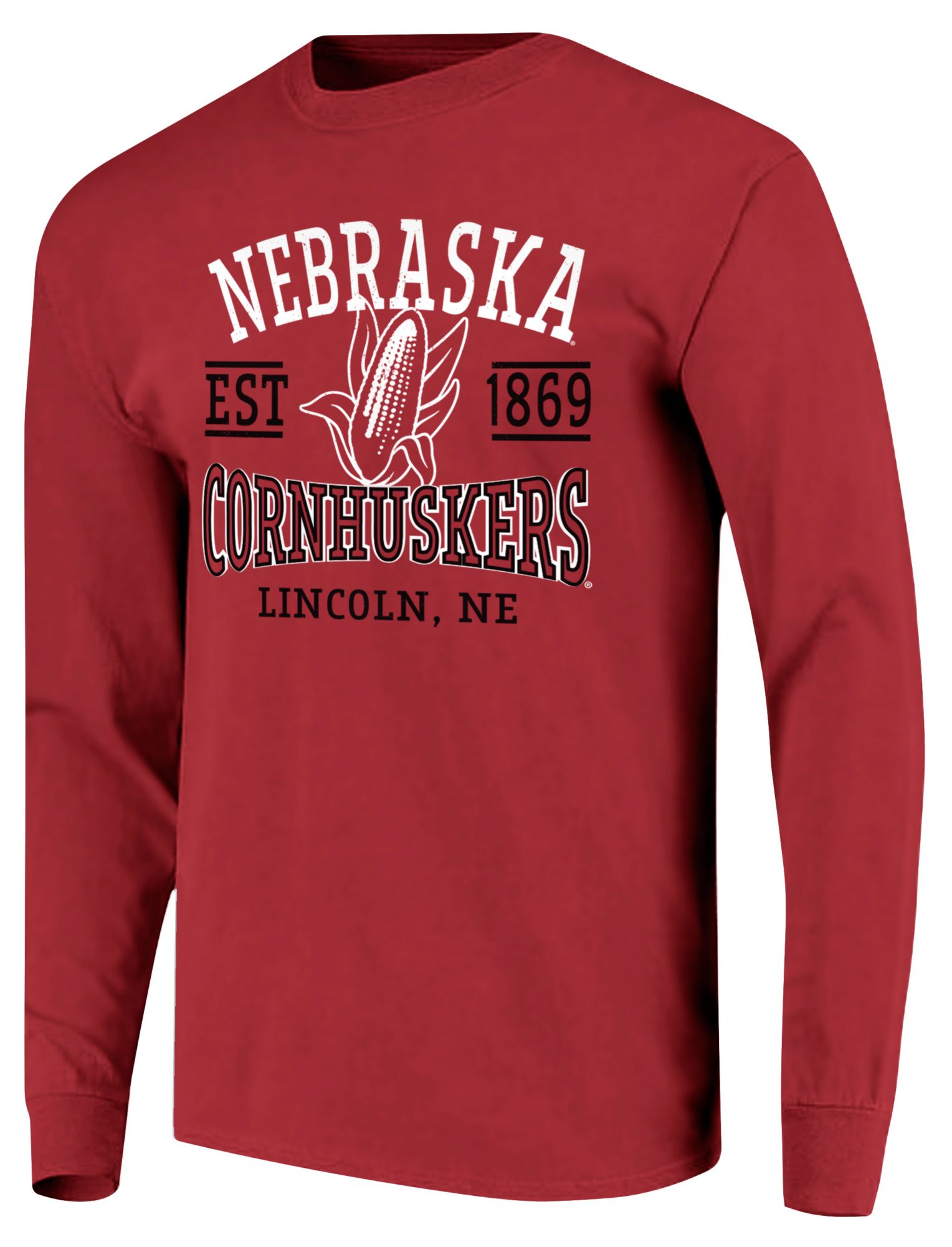 Image One Men's Nebraska Cornhuskers Red Vintage Arch Long Sleeve T-Shirt product image