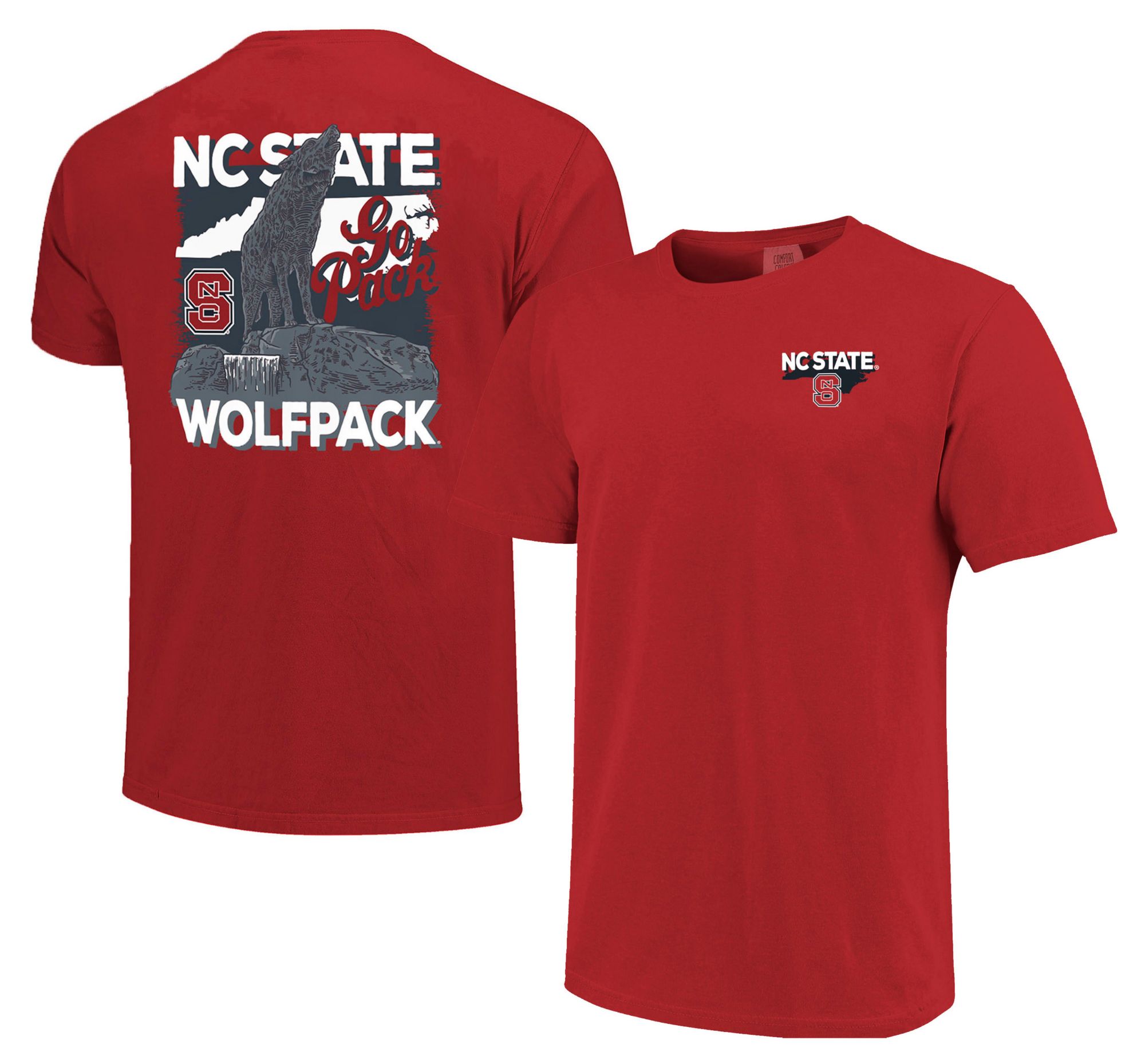 Image One Men's NC State Wolfpack Red Rustic Statue Stack T-Shirt product image