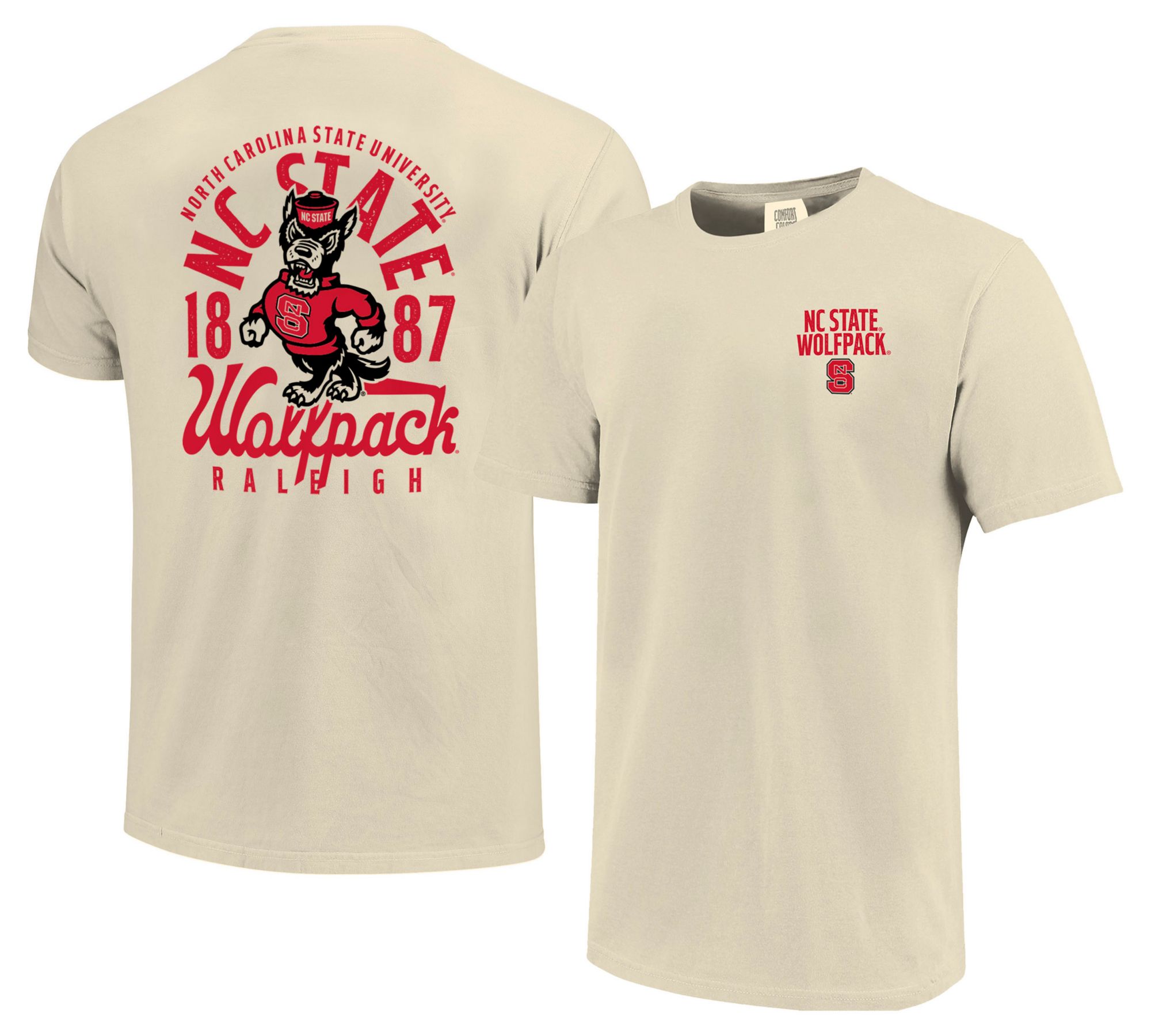 Image One Men's NC State Wolfpack Ivory Mascot Overlay T-Shirt product image