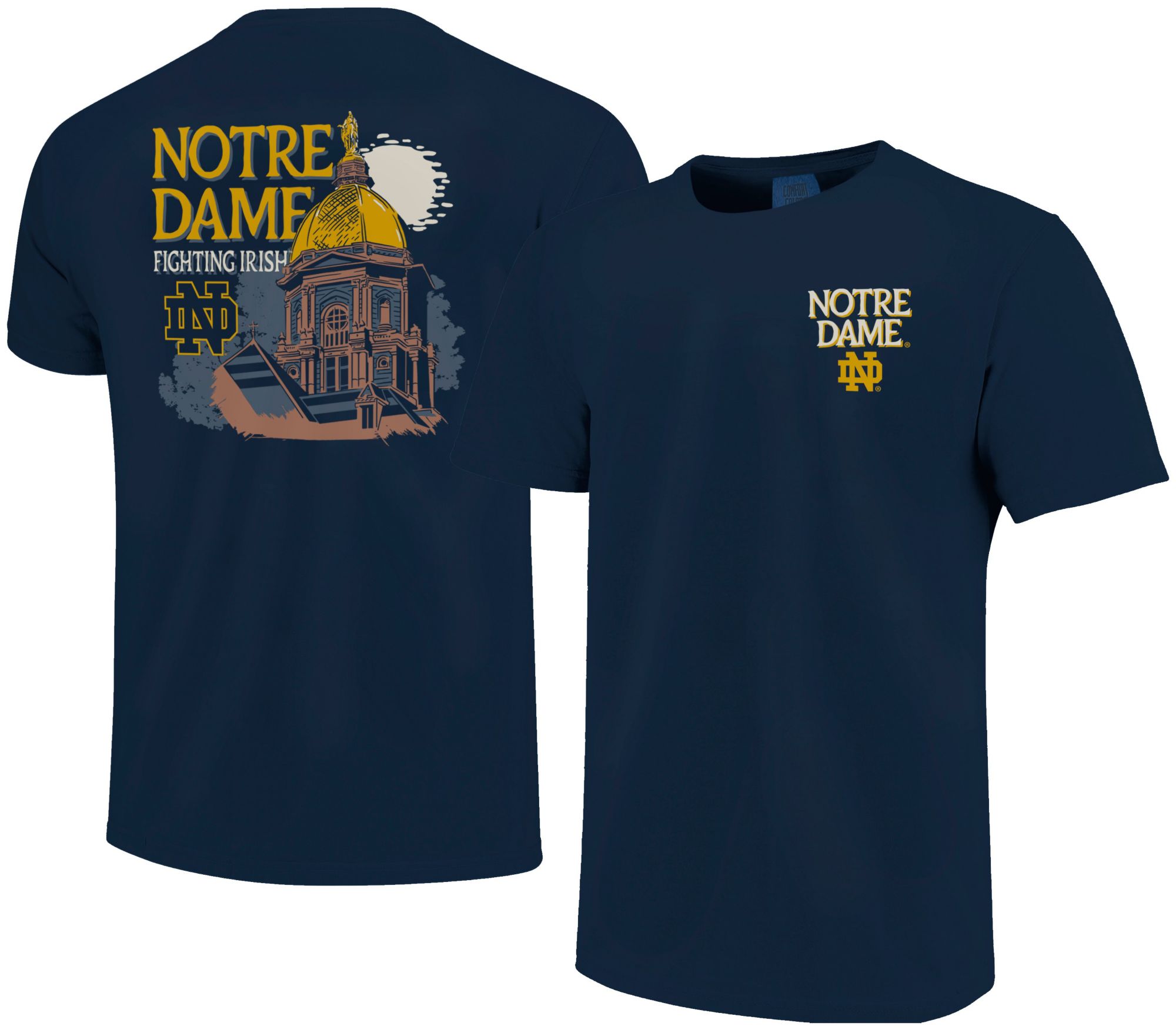 Image One Men's Notre Dame Fighting Irish Navy Roughed Up Treeline Short Sleeve T-Shirt product image