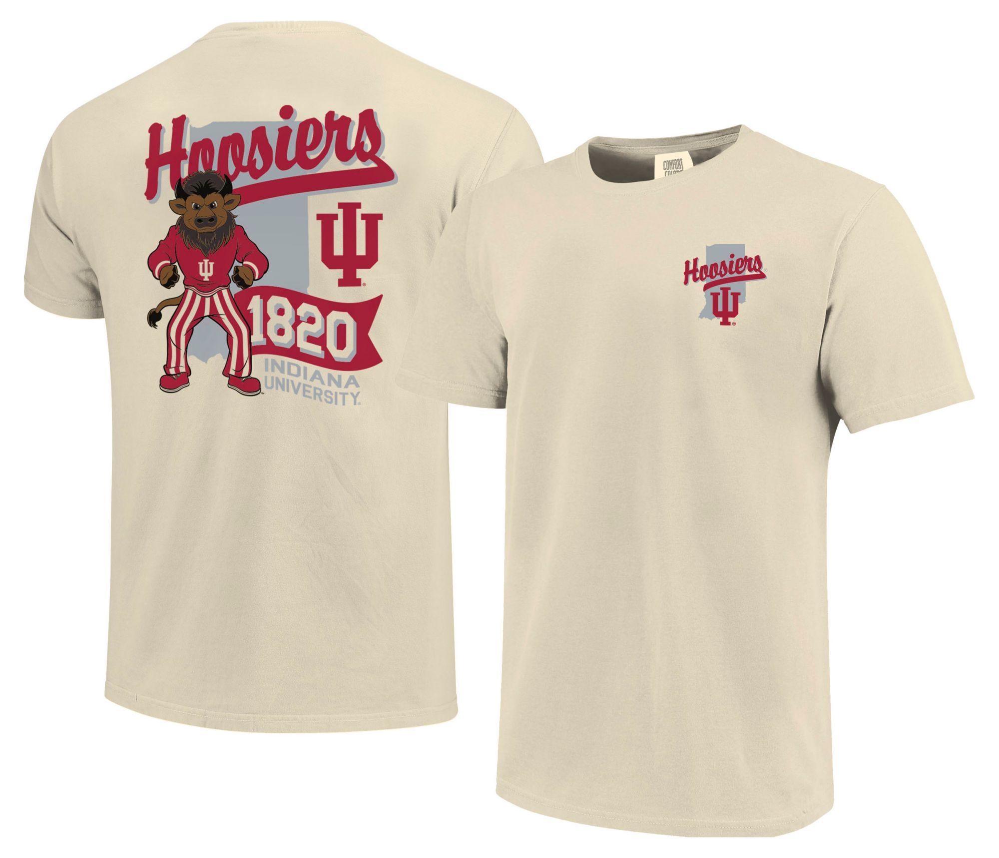 Image One Men's Indiana Hoosiers Ivory Crumpled Signage T-Shirt product image