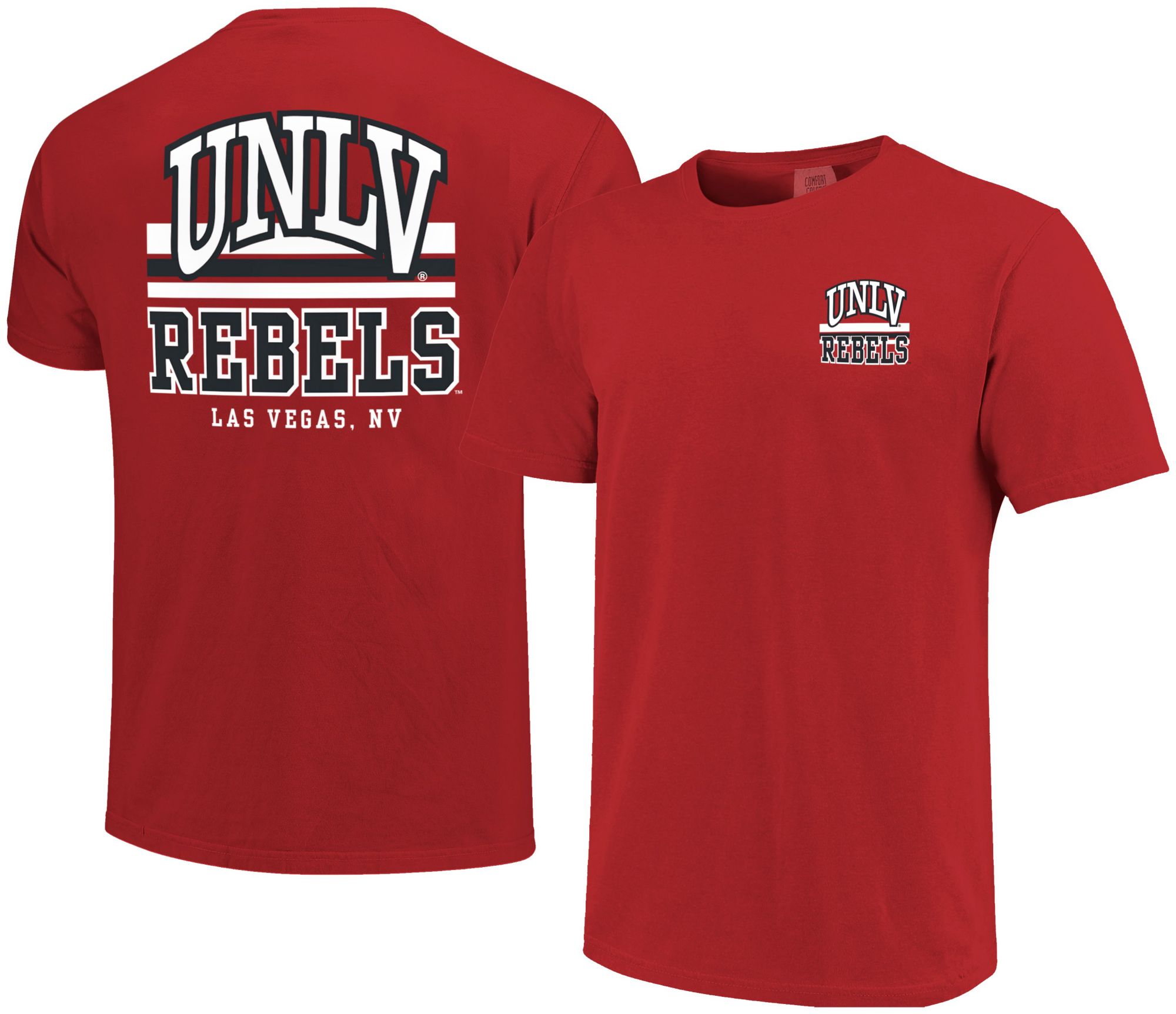 Image One Men's UNLV Rebels Red Mascot Arched Short Sleeve T-Shirt product image