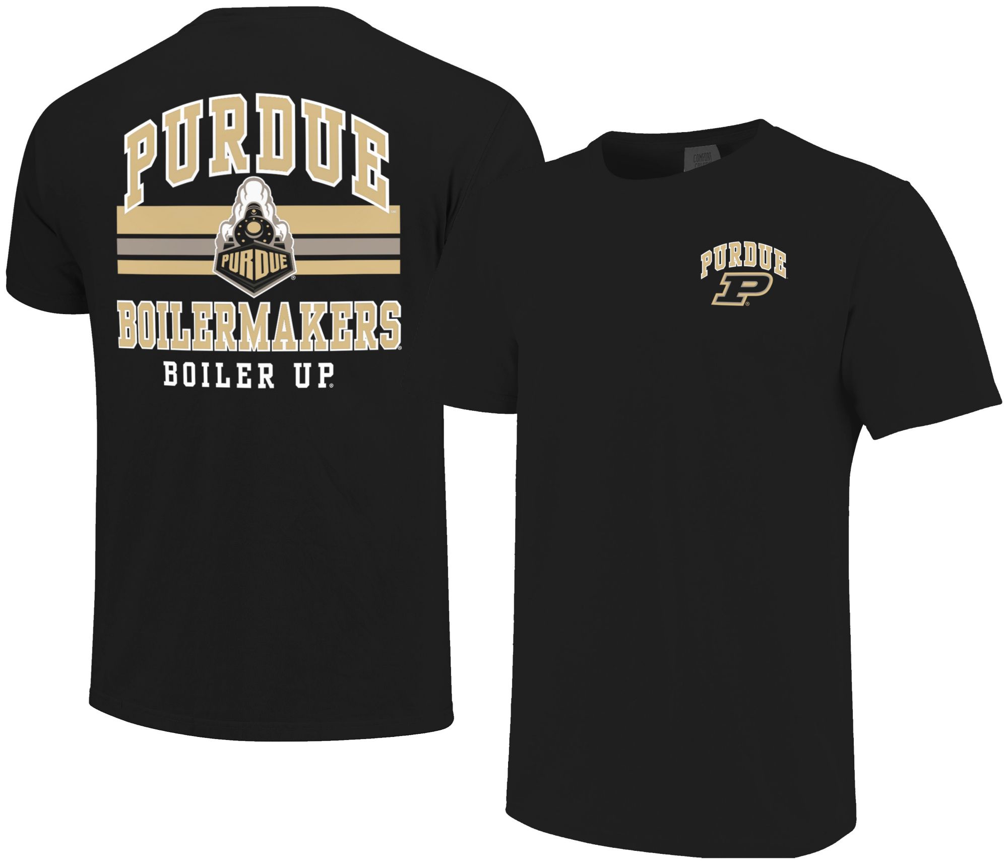 Image One Men's Purdue Boilermakers Black Mascot Arched Short Sleeve T-Shirt product image