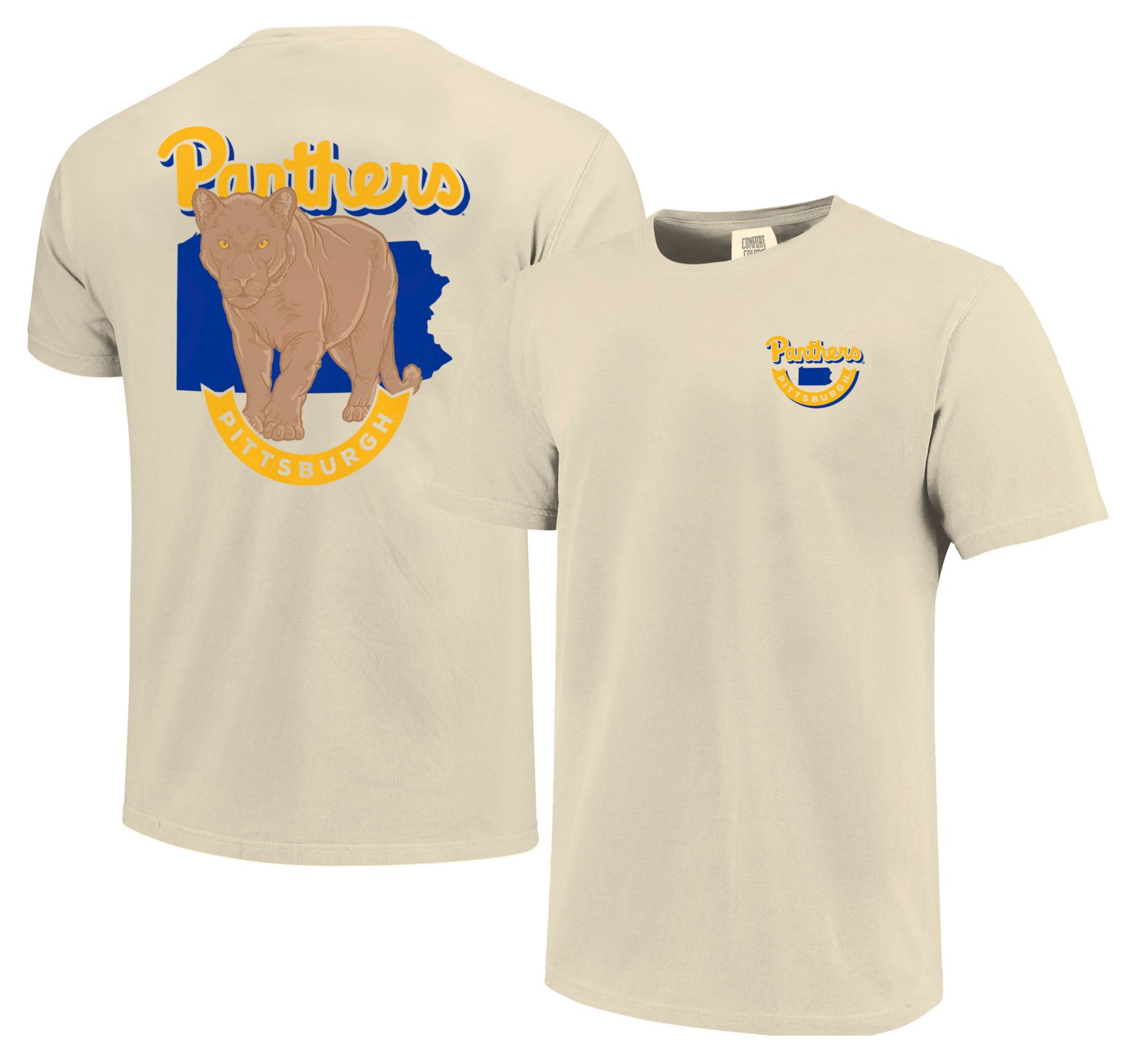 Image One Men's Pitt Panthers Ivory Mascot March T-Shirt product image