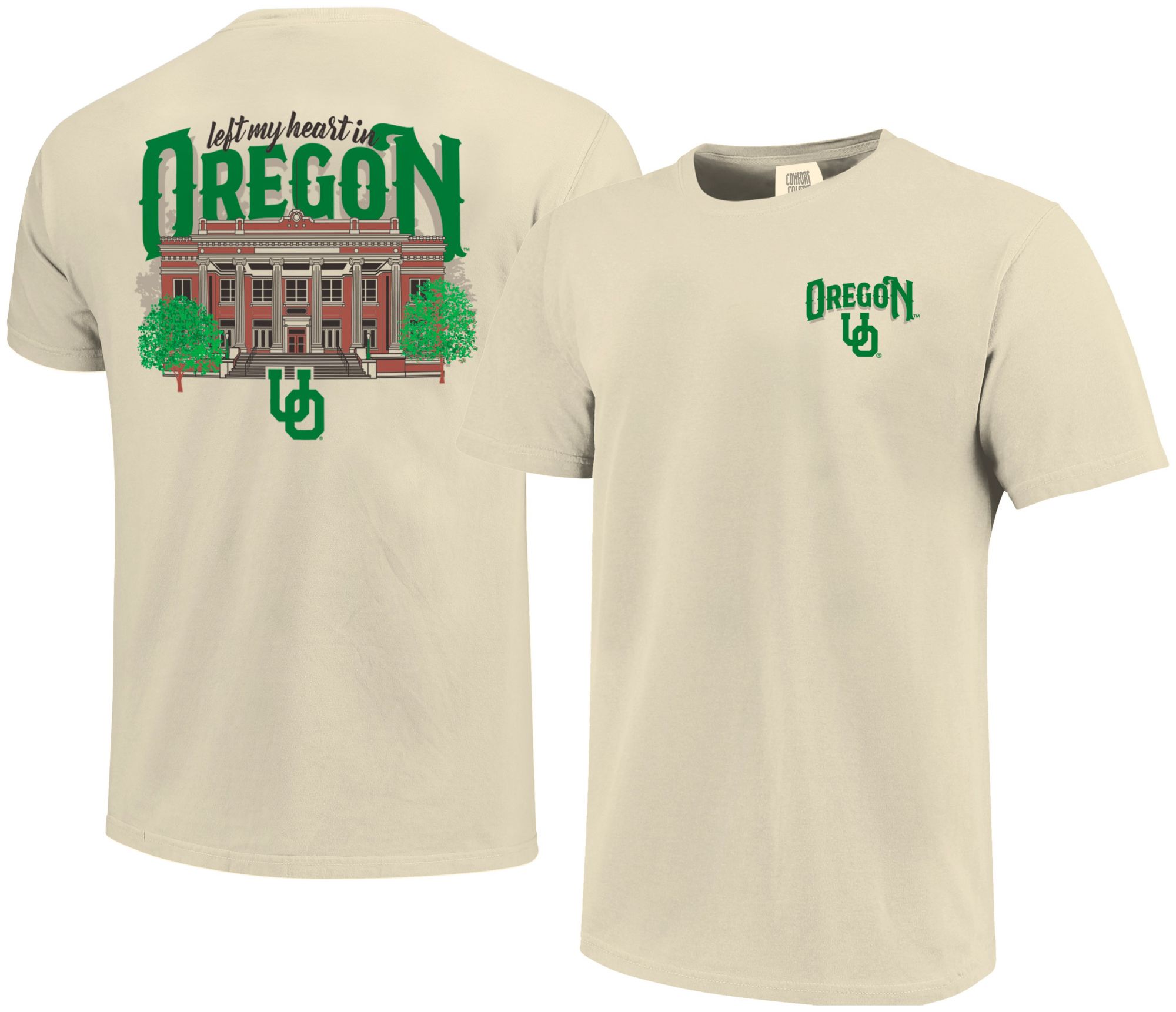 Image One Men's Oregon Ducks Ivory Campus Chant Building Short Sleeve T-Shirt product image