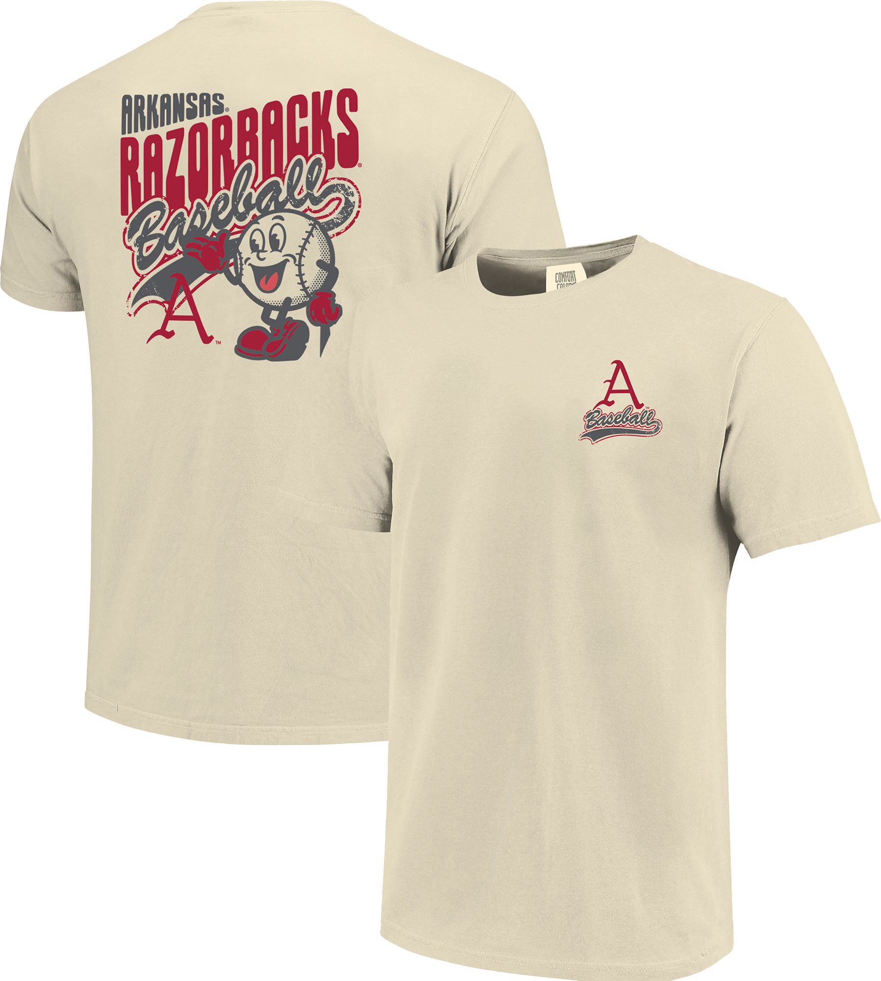 Image One Men's Arkansas Razorbacks Ivory Retro Vibe Baseball T-Shirt product image