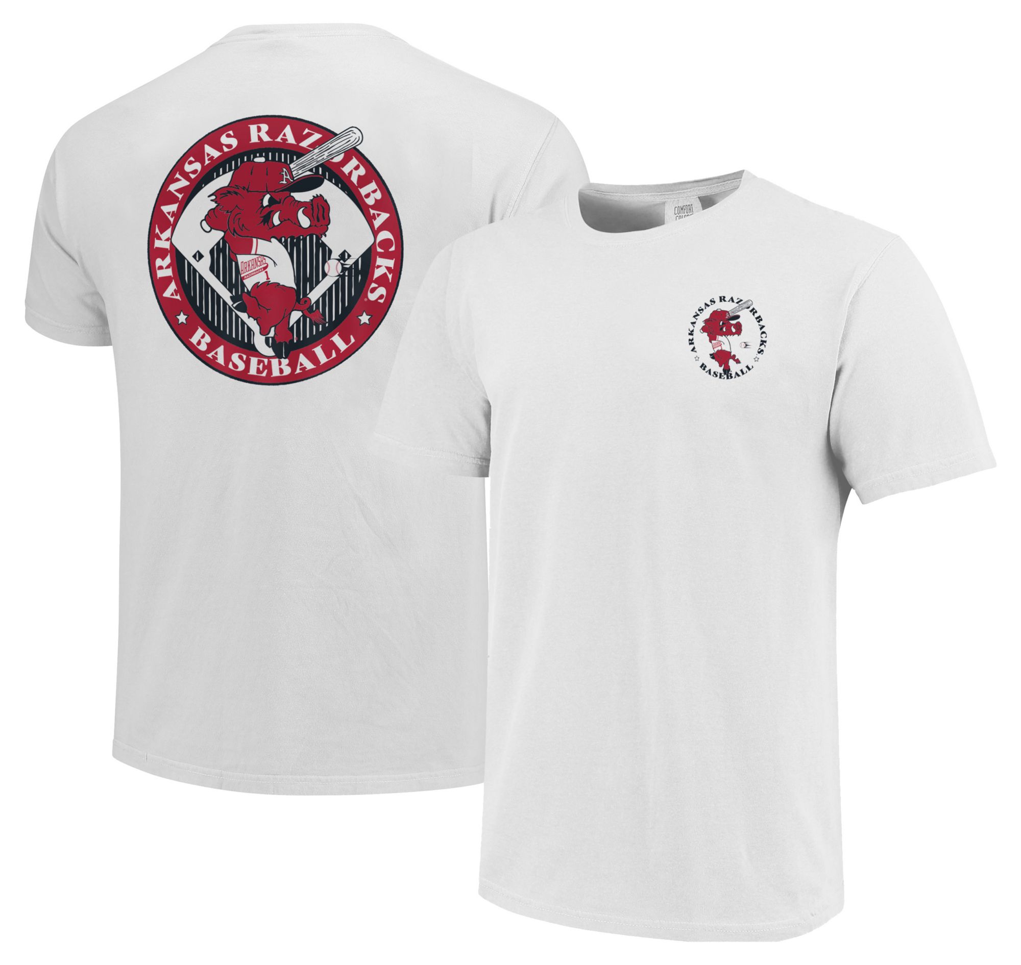 Image One Men's Arkansas Razorbacks White Baseball Circle T-Shirt product image