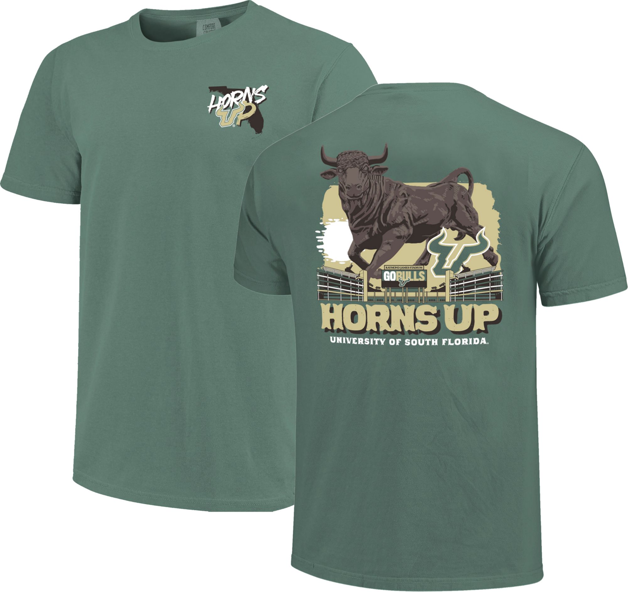 Image One Men's South Florida Bulls Green Hyperlocal Horns Up T-Shirt product image