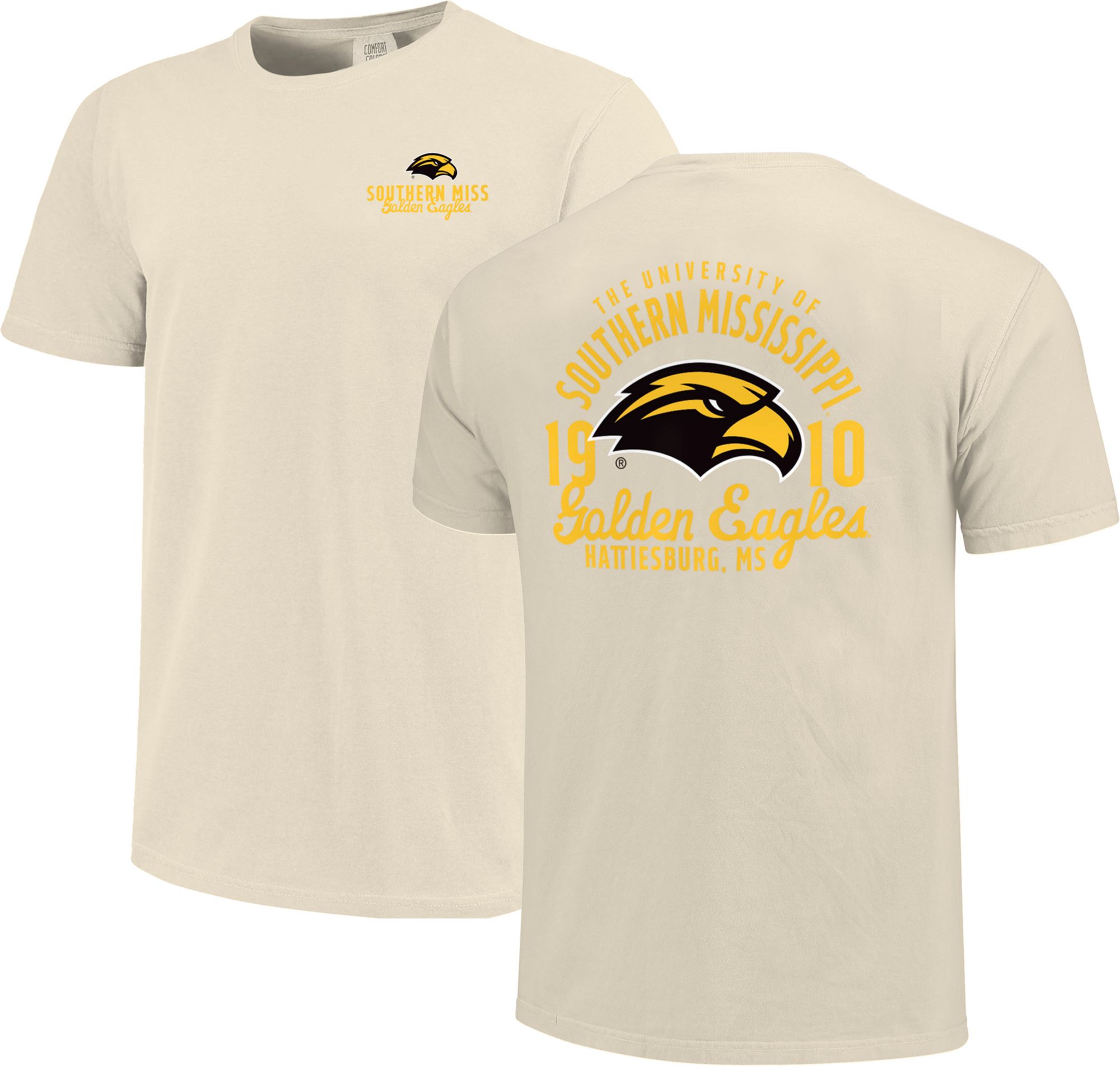 Image One Men's Southern Miss Golden Eagles Ivory Mascot Overlay T-Shirt product image
