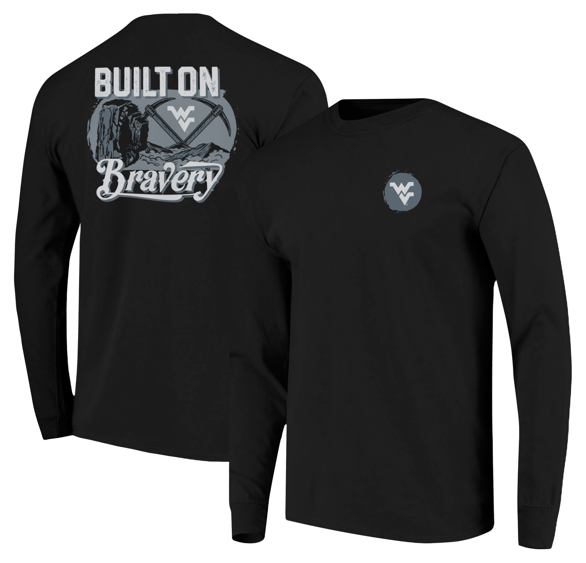 Image One Men's West Virginia Mountaineers Black Mining Landscape Coal Long Sleeve T-Shirt product image