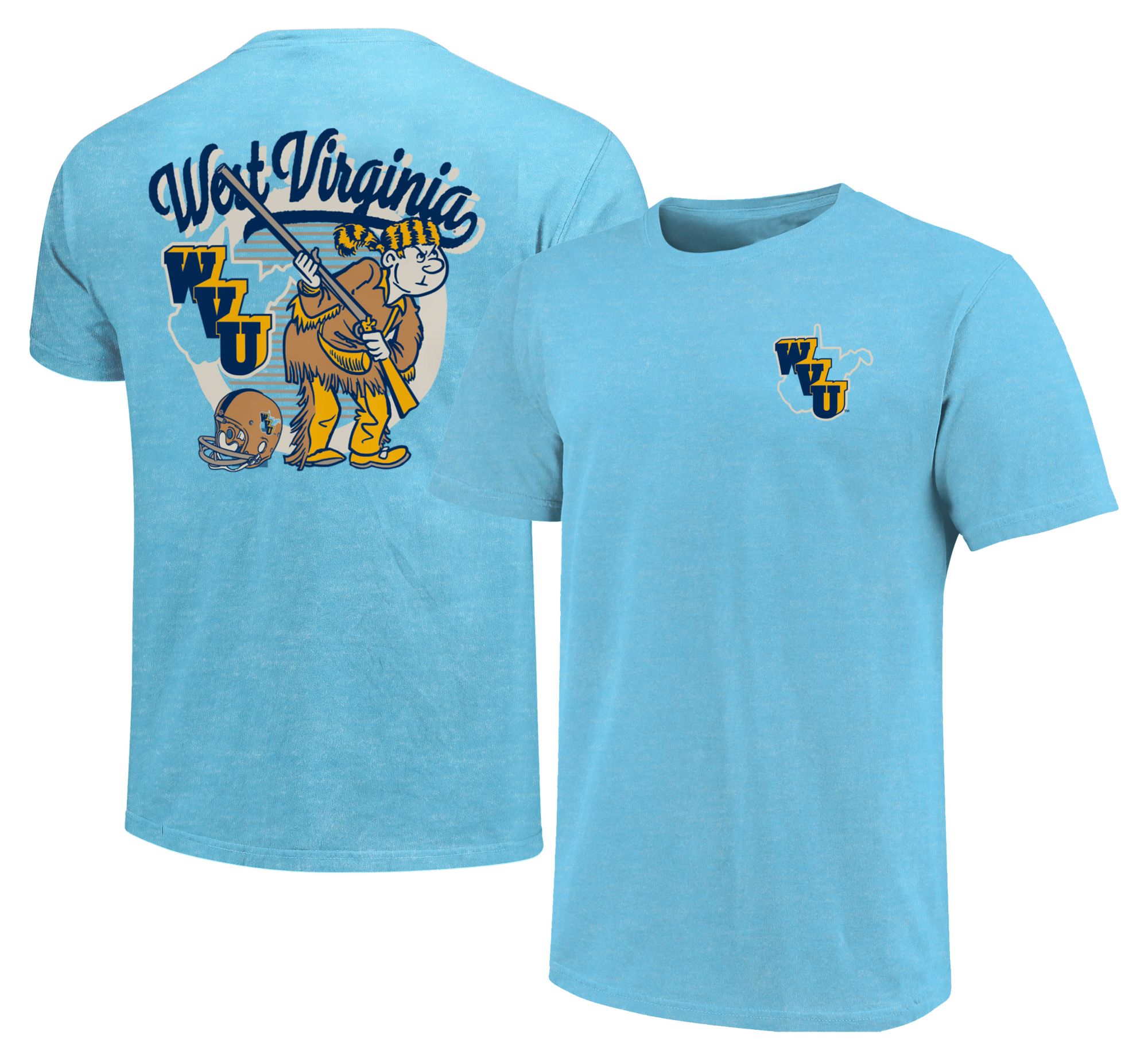 Image One Men's West Virginia Mountaineers Light Blue Vintage Logo T-Shirt product image