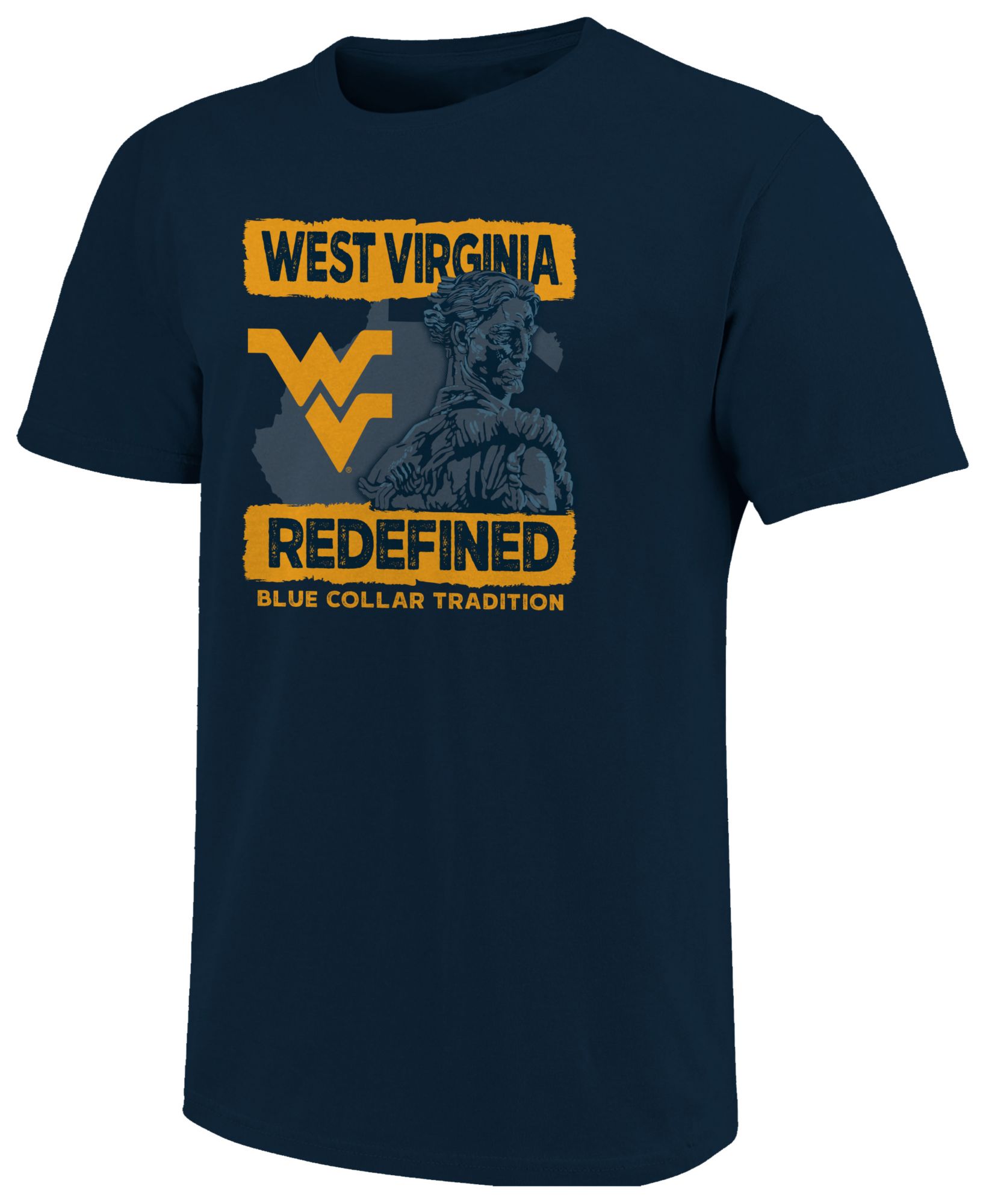 Image One Men's West Virginia Mountaineers Navy Fan Statue T-Shirt product image
