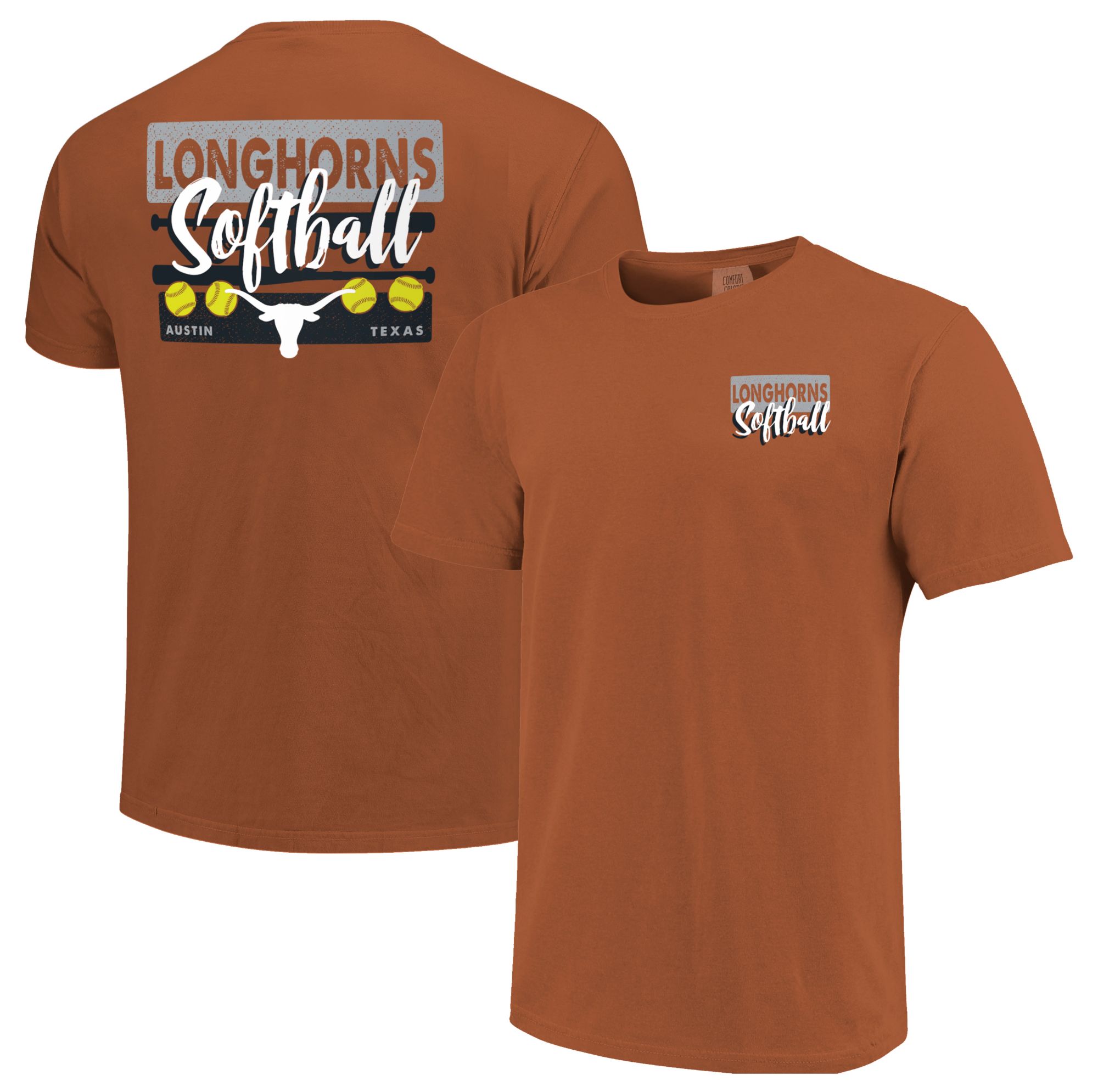 Image One Women's Texas Longhorns Yam Gritty Softball Bats T-Shirt product image