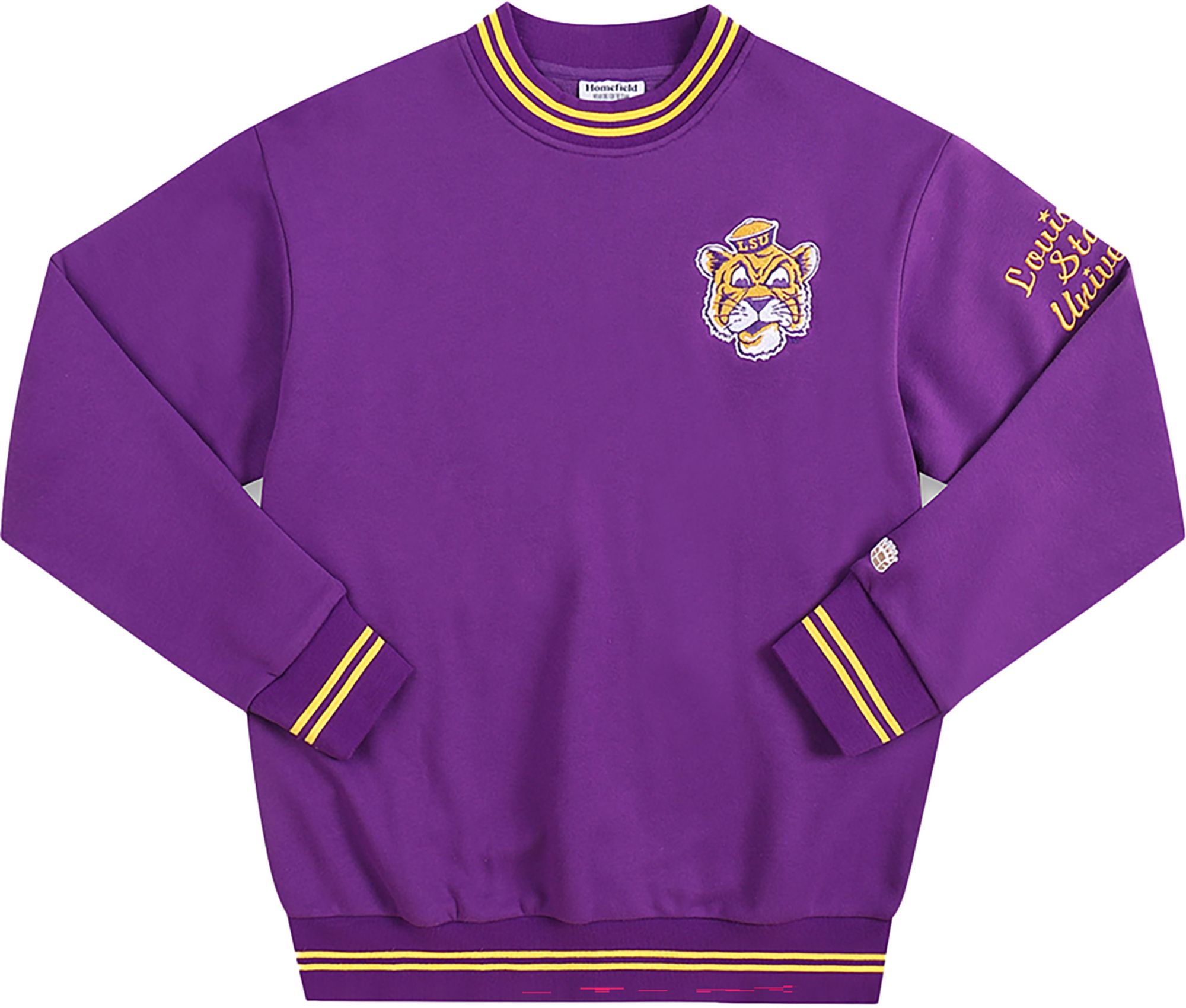 Homefield Adult LSU Tigers Purple Tri-Stripe Crew Pullover Sweatshirt product image