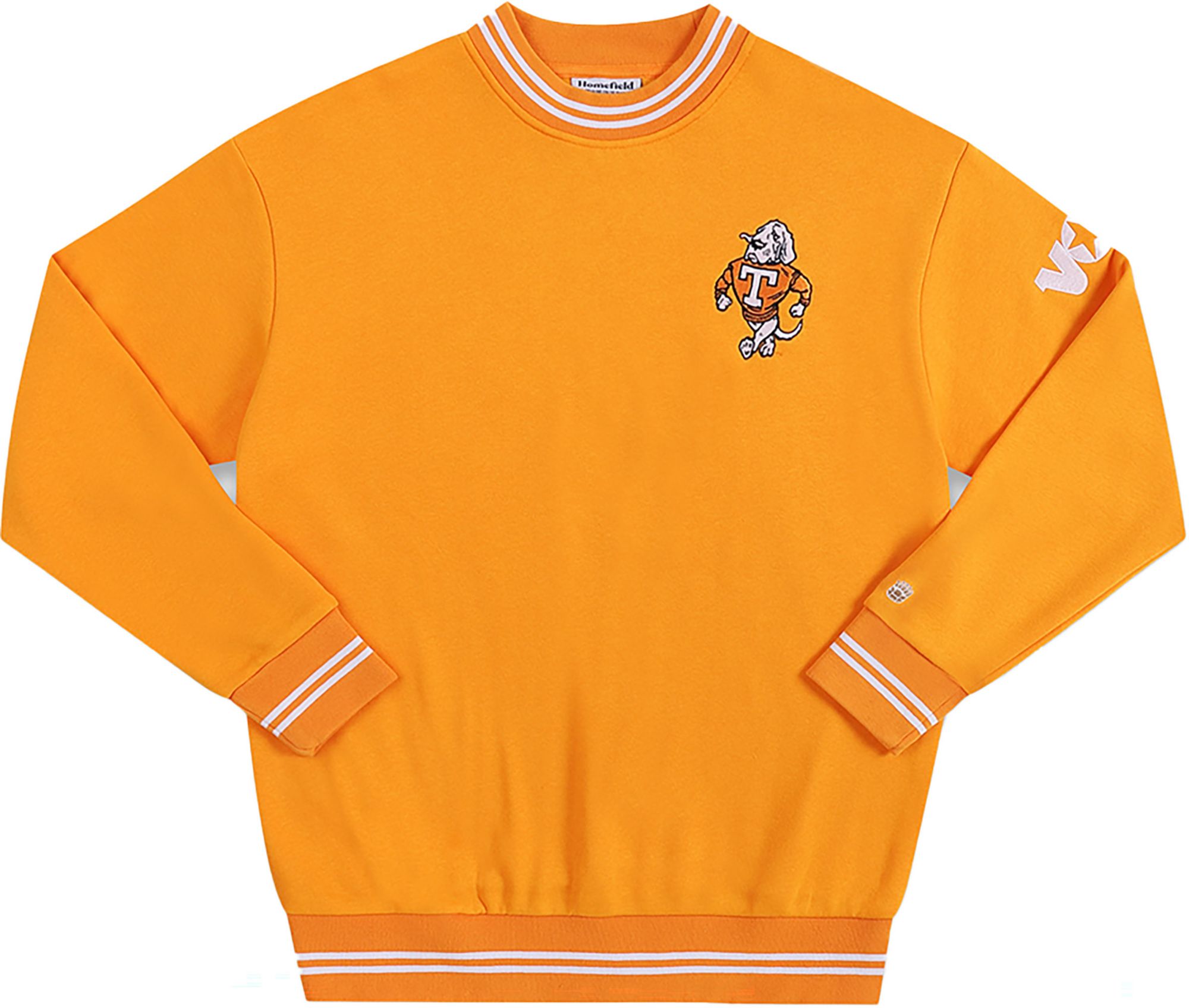 Homefield Adult Tennessee Volunteers Bright Orange Tri-Stripe Crew Pullover Sweatshirt product image