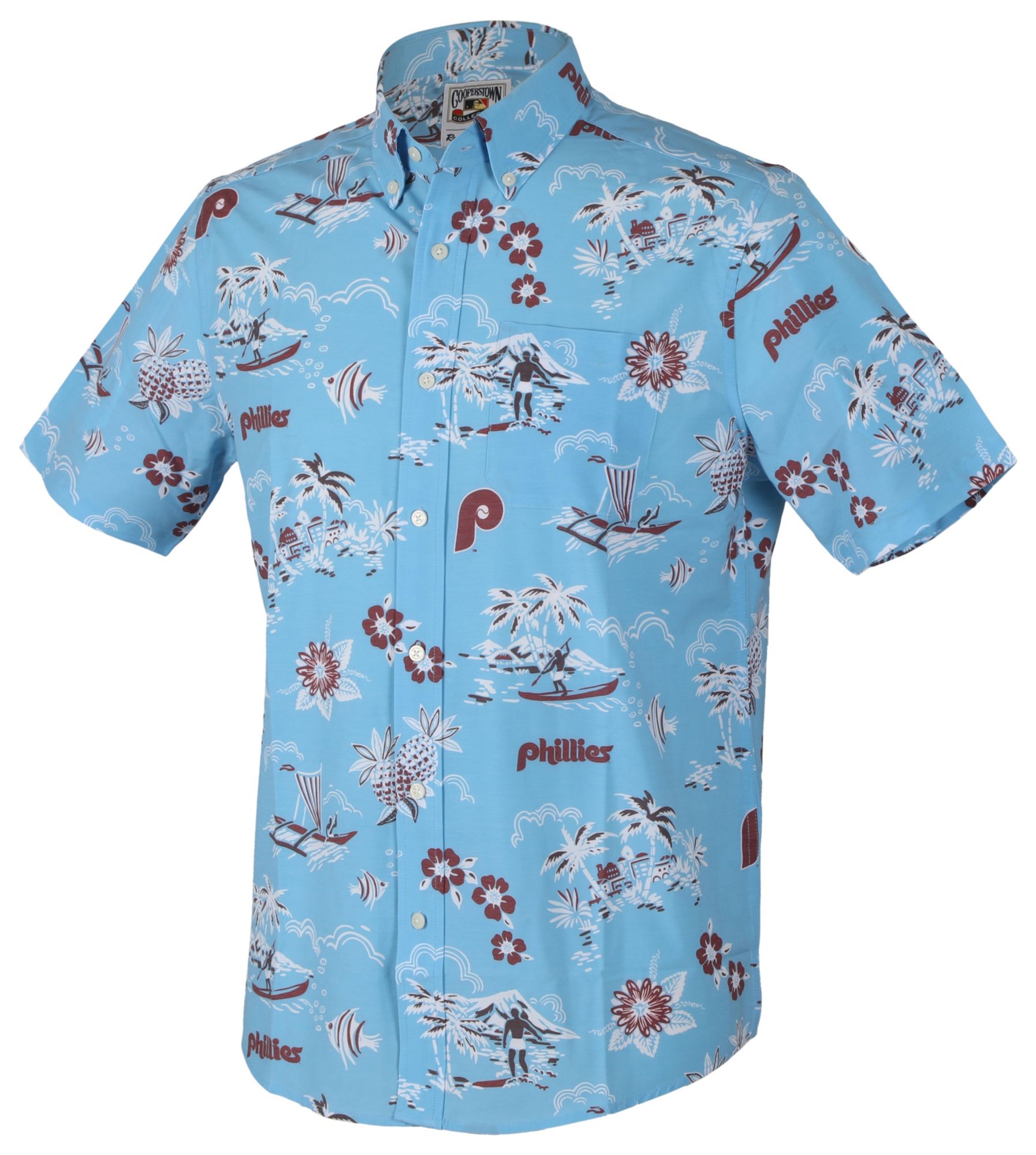 Reyn Spooner Men's Philadelphia Phillies Light Blue Cooperstown Kekai Button-Down Shirt product image
