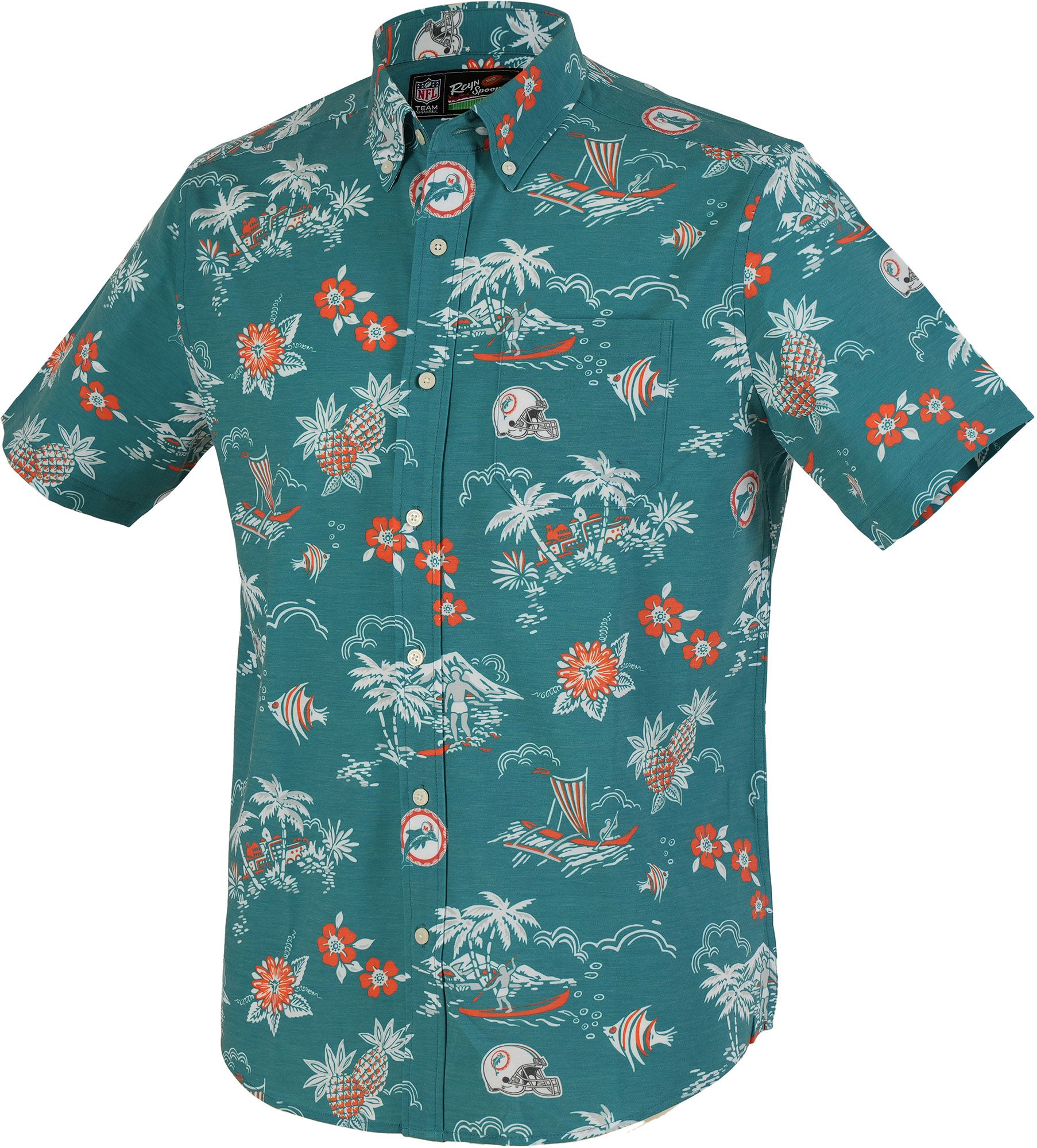 Reyn Spooner Men's Miami Dolphins Gameday Aqua Button Down Shirt product image