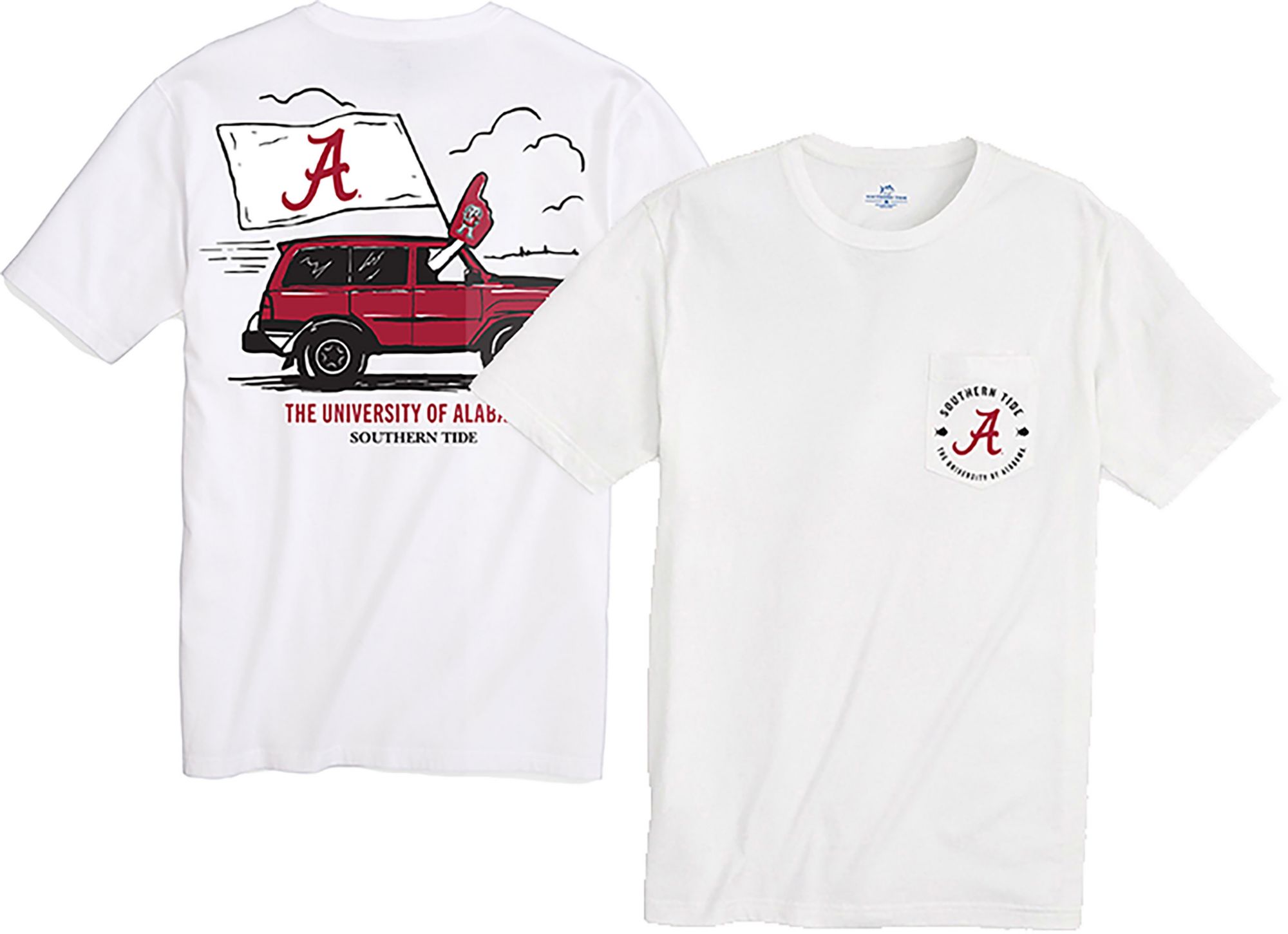 Southern Tide Men's Alabama Crimson Tide White Foam Finger Short Sleeve T-Shirt product image